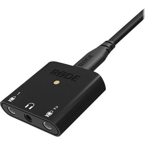 Rode AI-Micro audio interface with compact design, multiple input ports, and professional-grade audio equipment.