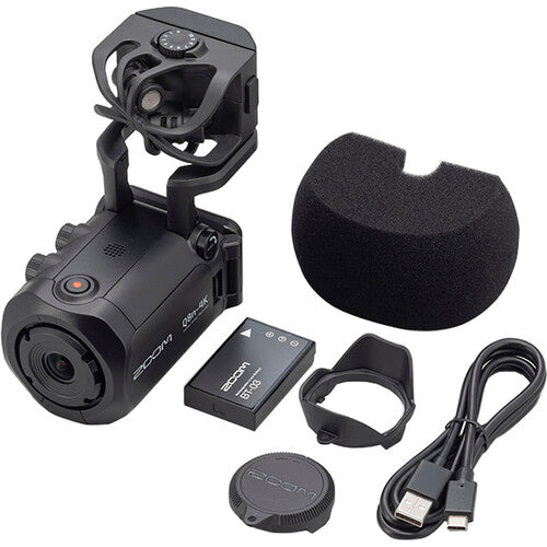 Zoom Q8n-4K video camera with multiple lenses and controls, designed for high-quality audio and video recording.