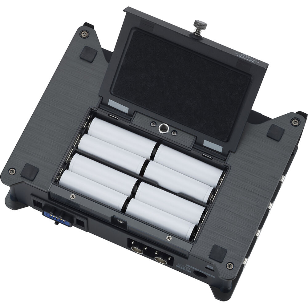 Zoom F8n Pro digital recorder with multiple input channels and sleek design, ideal for professional audio recording.