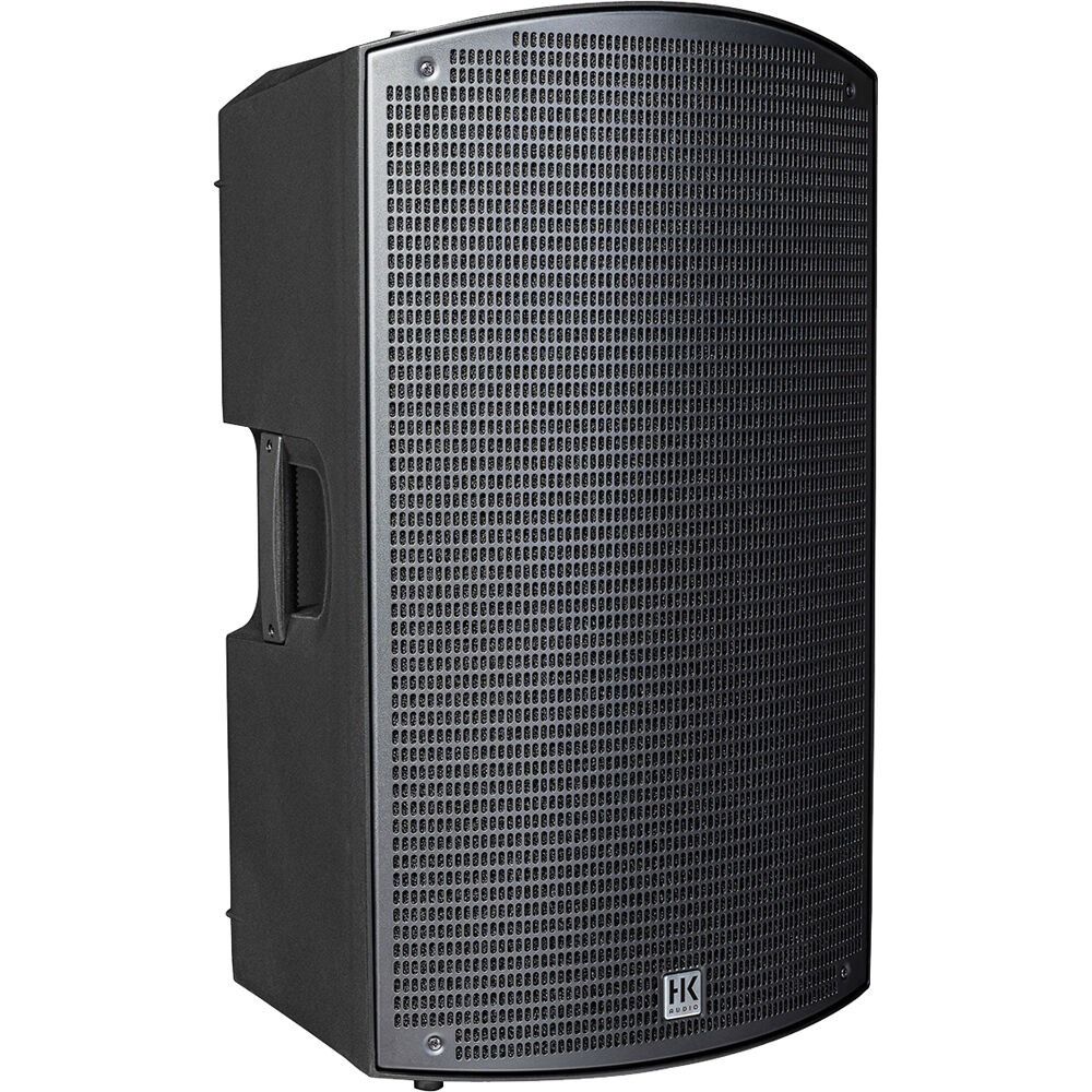 HK Audio SONAR 115 Xi active loudspeaker showing front grille and control panel for professional sound reinforcement.