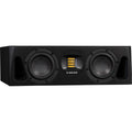 Adam Audio A44H mid-field and main studio monitors shown with their sleek black finish and front-facing controls.