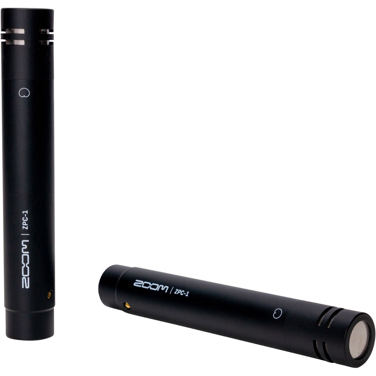 Zoom ZPC-1 shotgun microphone with professional audio capture, mounted on a stand for clear sound recording.