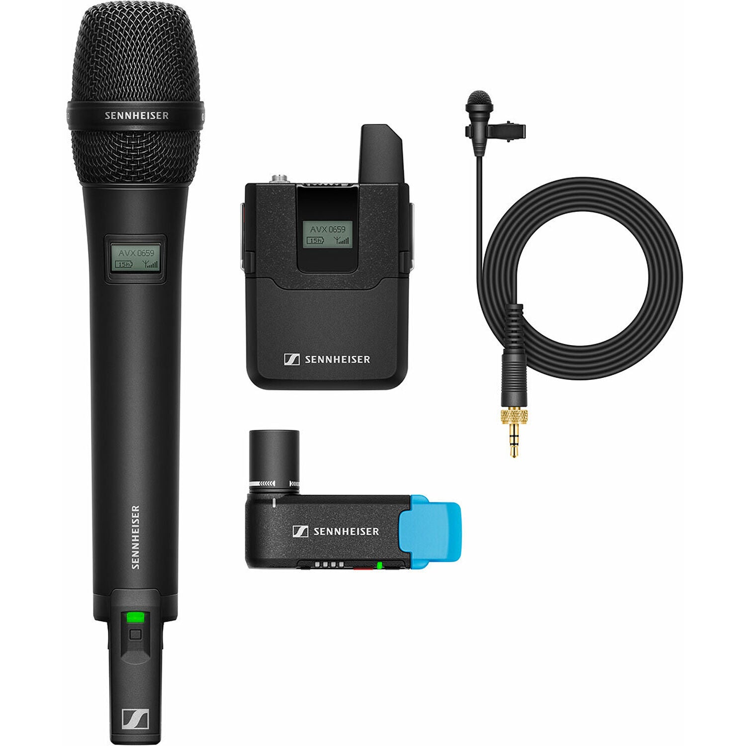 Sennheiser AVX-Combo Set professional wireless microphone system with transmitter and receiver for high-quality audio.