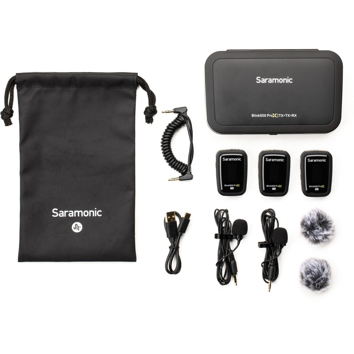 Saramonic Blink500 ProX B2 wireless microphone system with two transmitters and receiver for creators