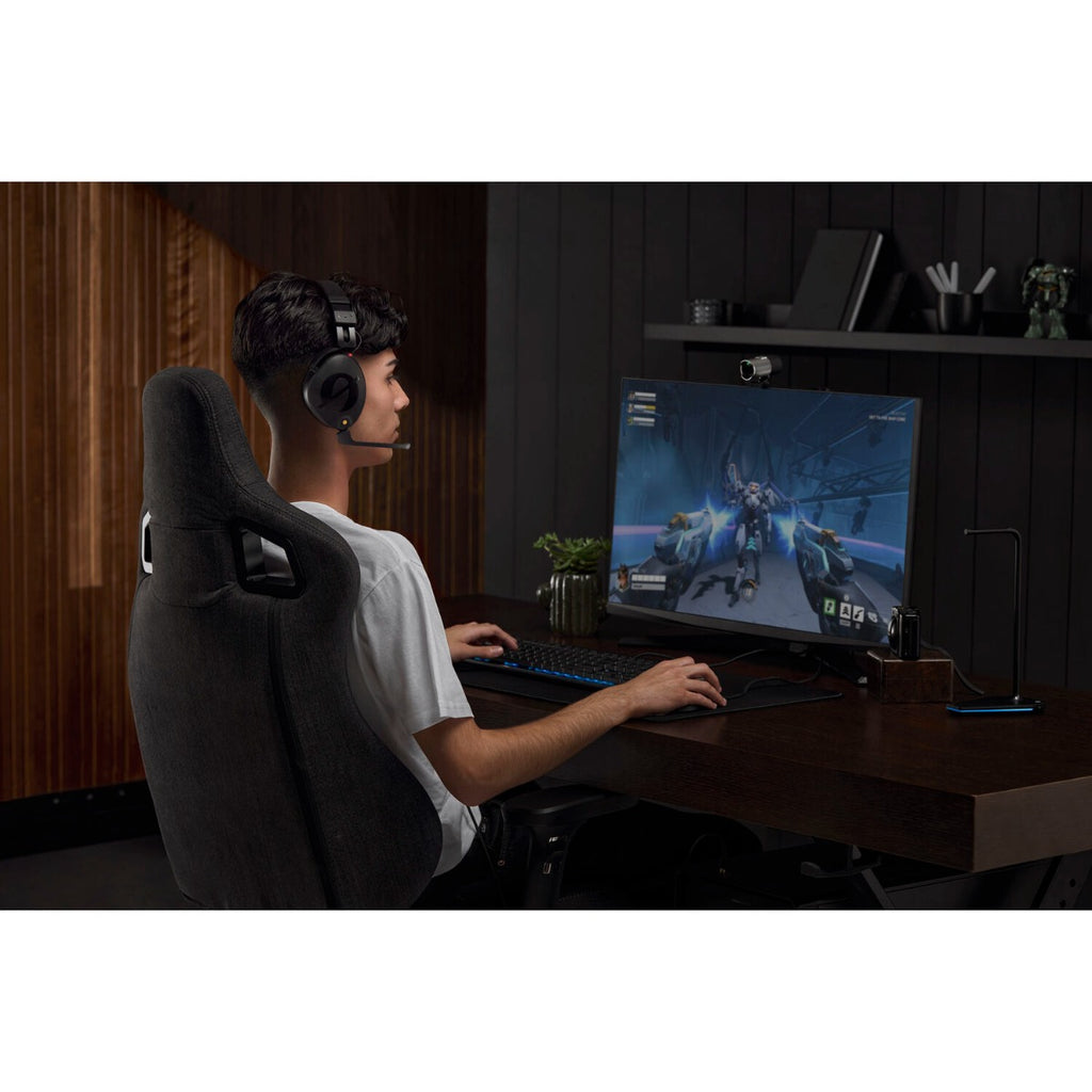 Rode NTH-100M gaming headphones with over-ear design, black color, and adjustable headband for immersive gaming audio.