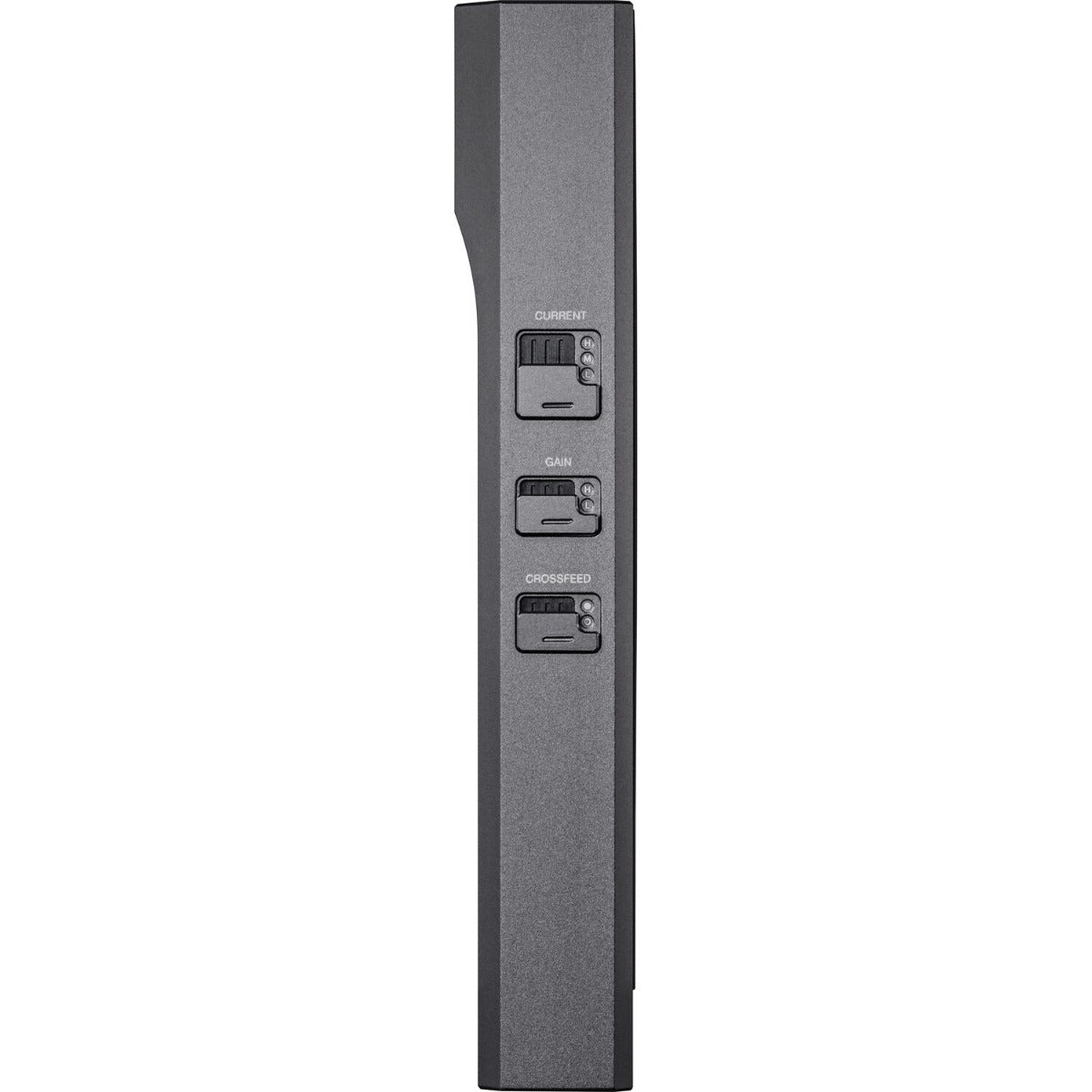 Astell&Kern AK PA10 portable headphone amplifier with sleek black design and control knobs, connected to headphones.