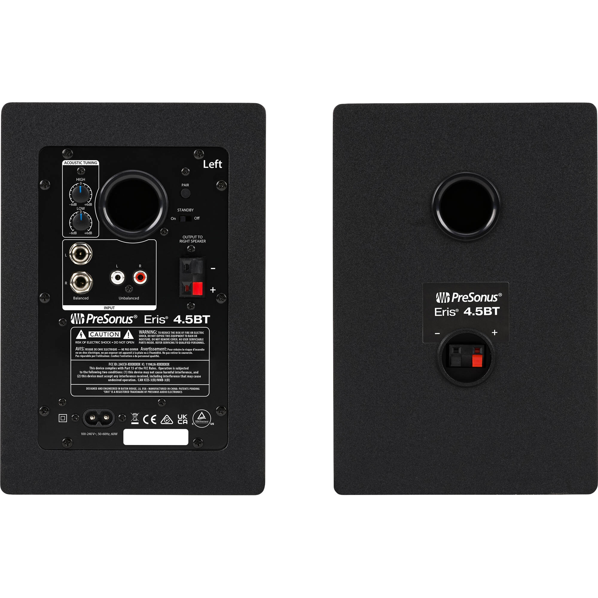 Presonus Eris 4.5 BT 2nd Gen desktop speakers with black finish, compact design, and control knobs visible in the image.
