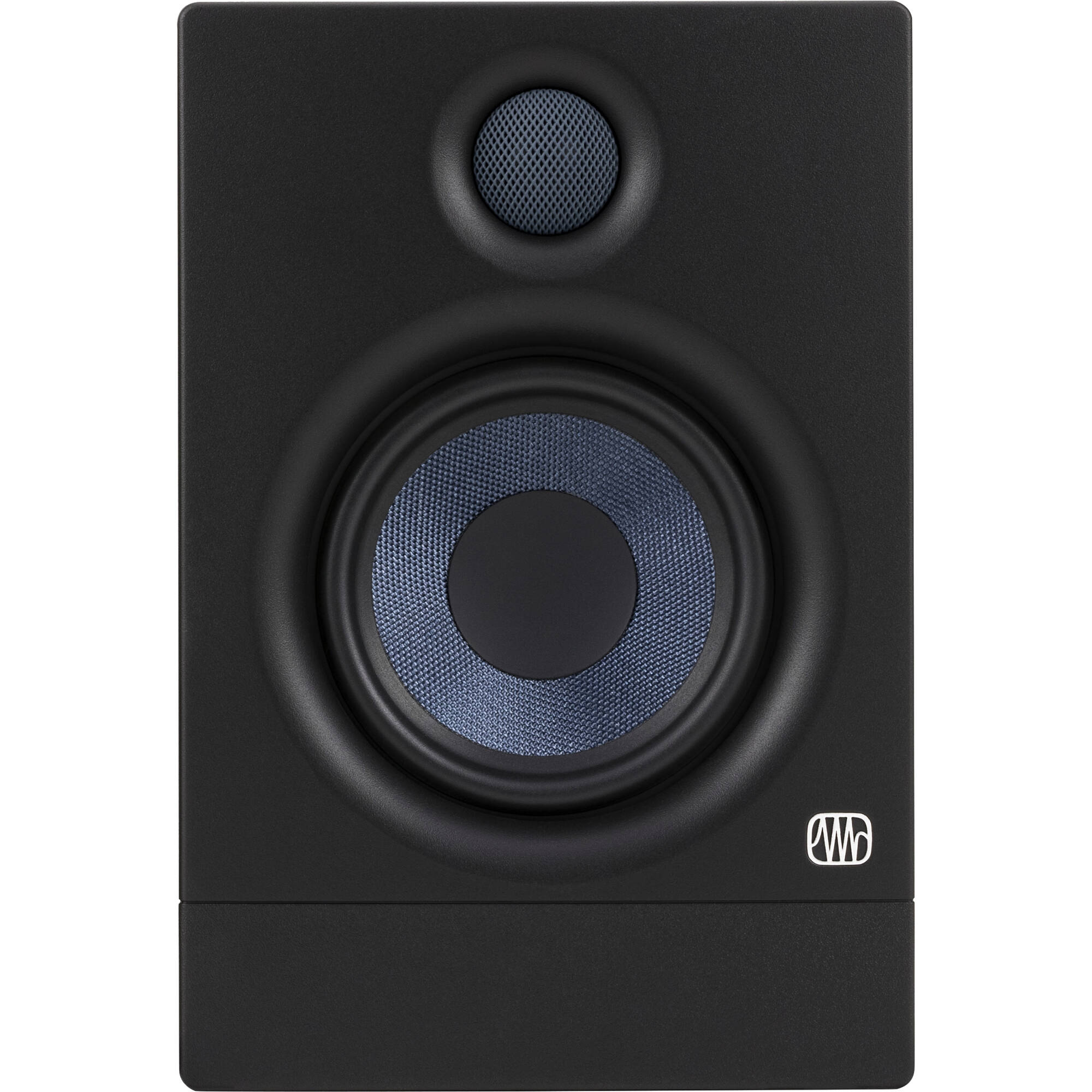 Presonus Eris 4.5 BT 2nd Gen desktop speakers with black finish and control knobs on the front, ideal for studio or home use.