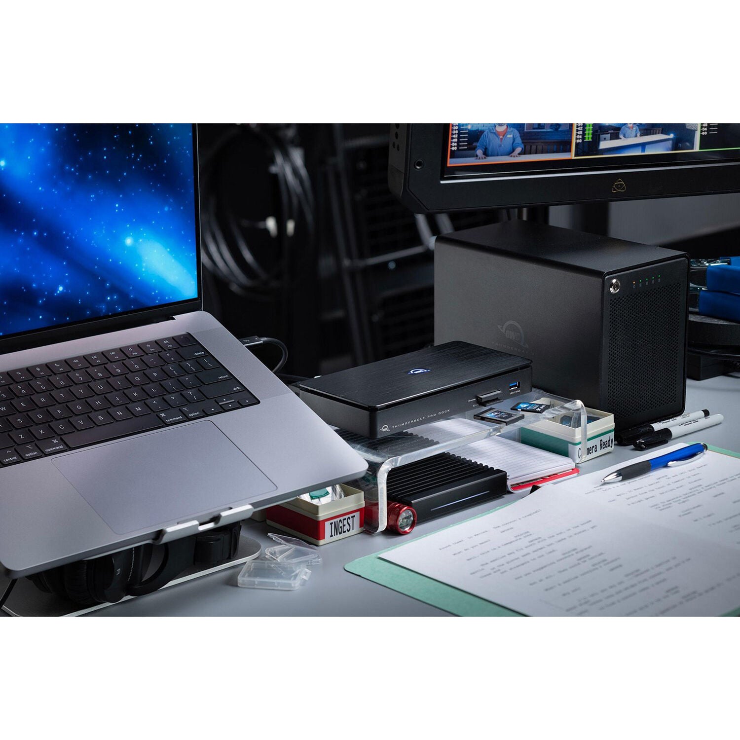 OWC Thunderbolt Pro Dock with multiple ports and sleek design, providing high-speed connectivity for professional devices.