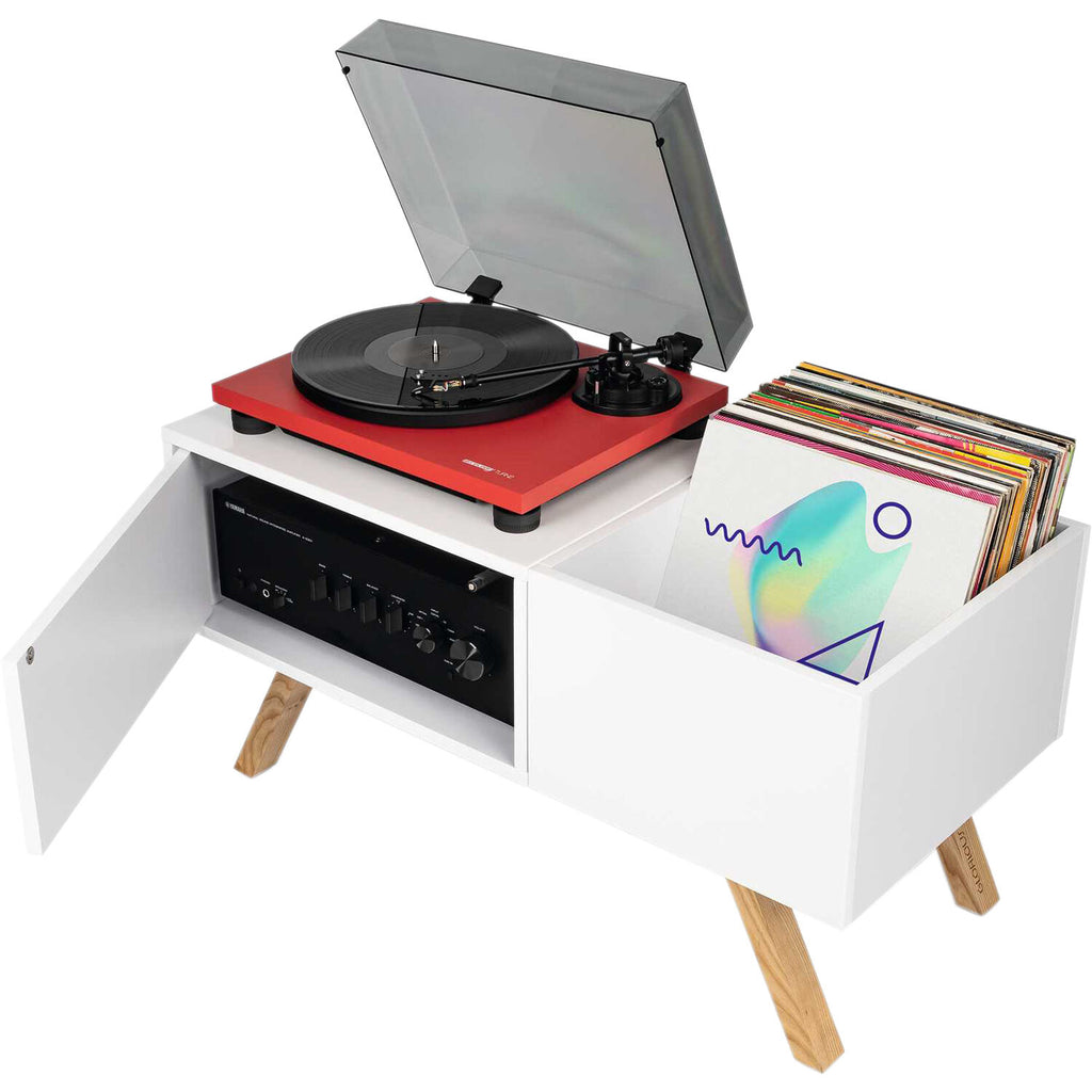 Glorious Turntable Lowboard for DJ tables and furniture, featuring a sleek wooden design with storage compartments.