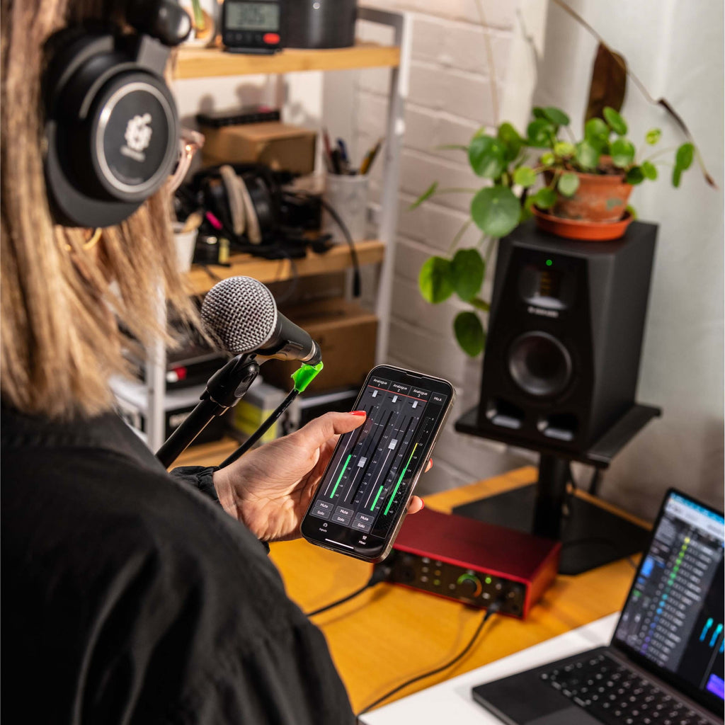 Focusrite Scarlett 18i16 4th Gen audio interface with multiple input and output ports, professional audio equipment for recording.