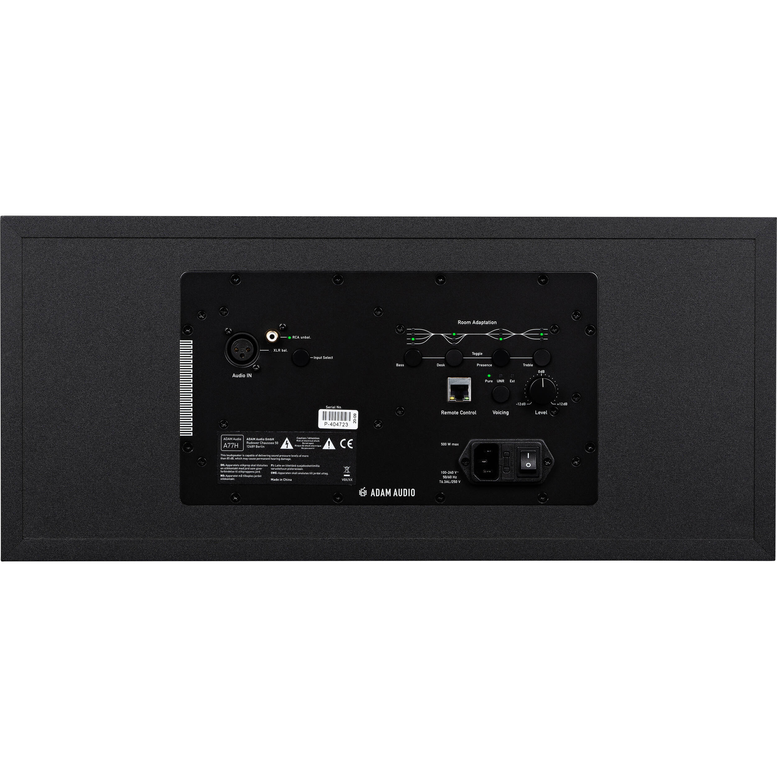 Adam Audio A77H mid-field and main studio monitor speakers shown with their sleek design and professional audio components.