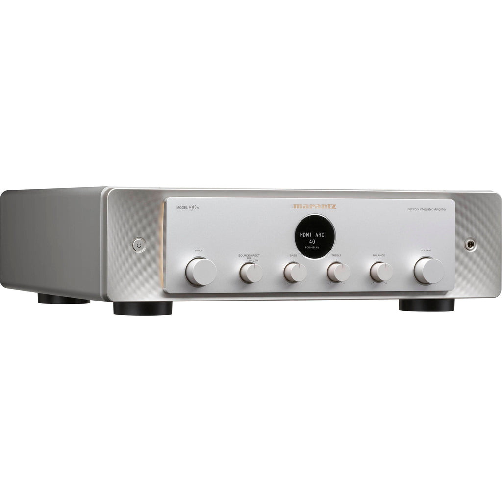 Marantz MODEL 40n stereo amplifier with sleek design, buttons, and knobs for high-quality audio output.
