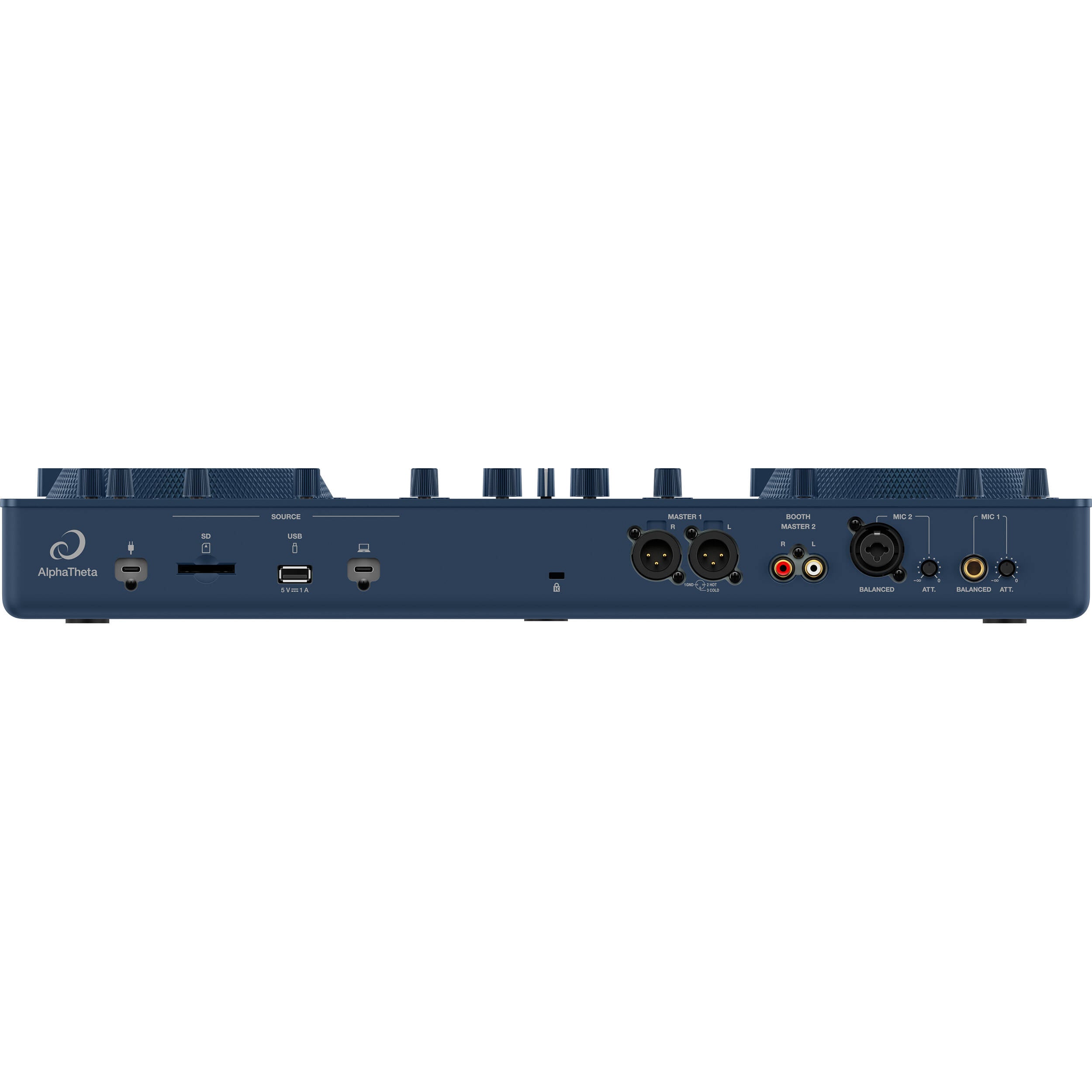 AlphaTheta Omnis-Duo DJ media players with dual turntables and mixer, featuring modern controls and sleek design.