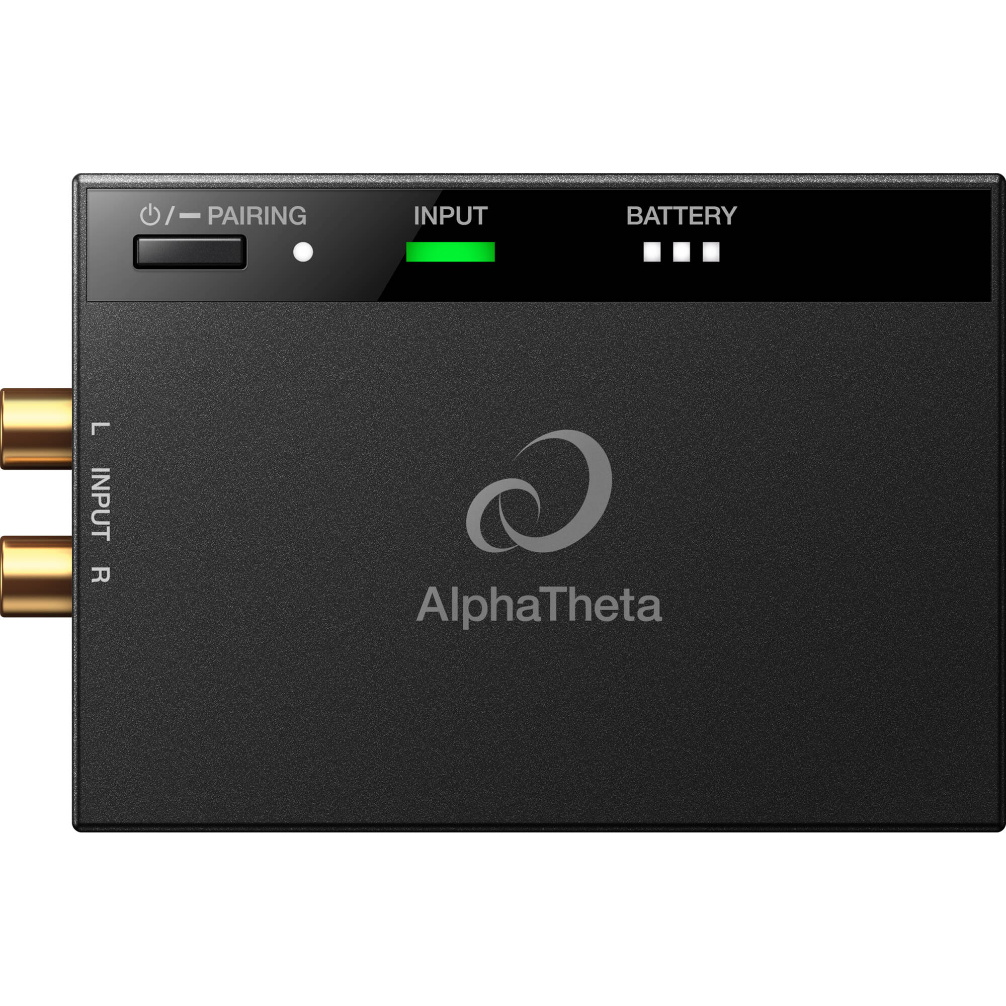 AlphaTheta Wave-Eight battery-powered loudspeakers with sleek design and dual speaker setup, ideal for portable audio use.