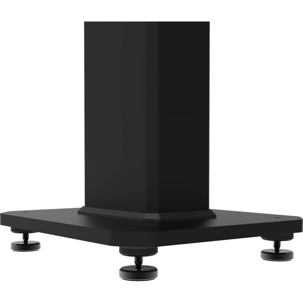 Kanto Audio SX 22-inch speaker stands supporting audio speakers with a sturdy black metal design.