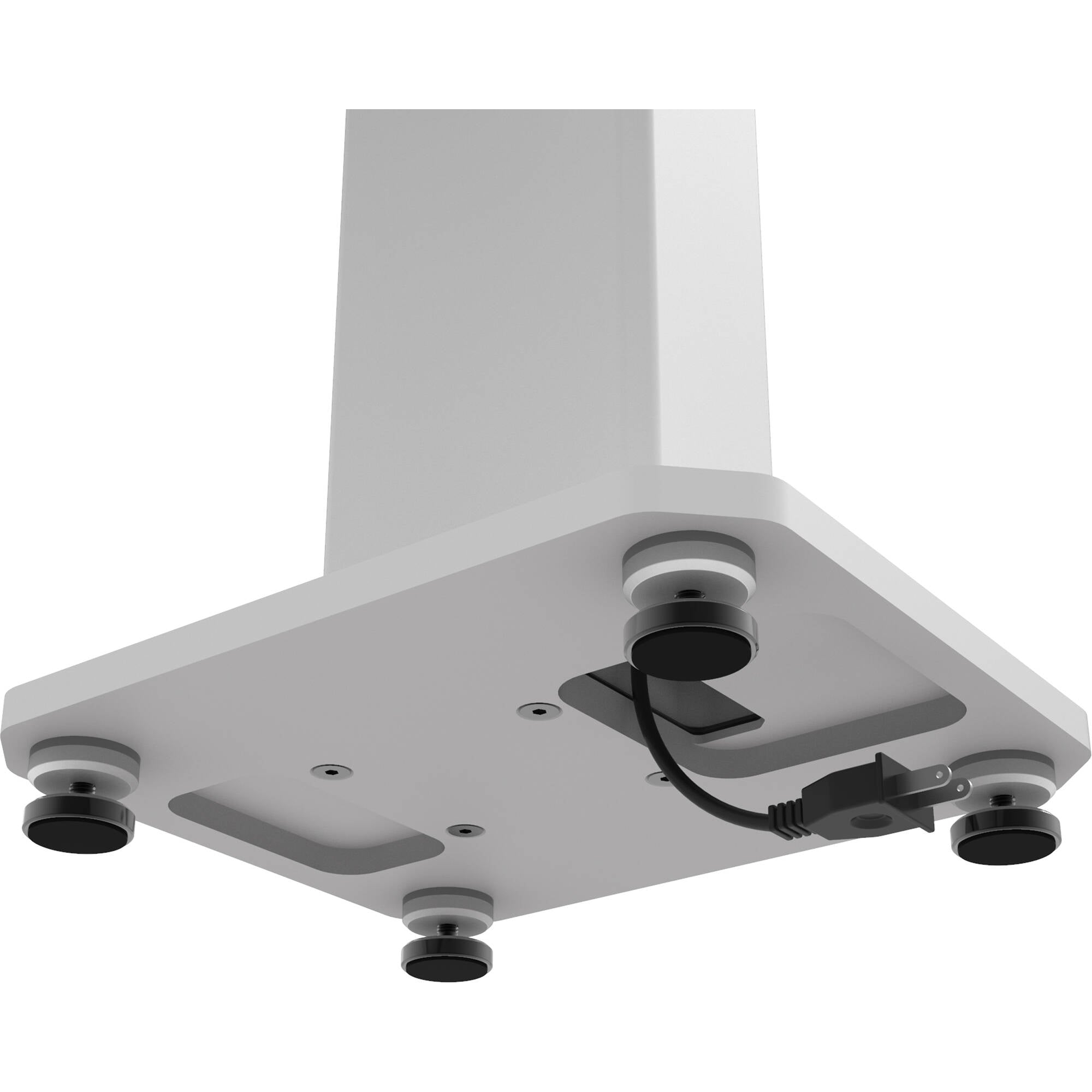 Kanto Audio SX 22-inch speaker stands supporting audio speakers with adjustable height and sturdy black metal construction.