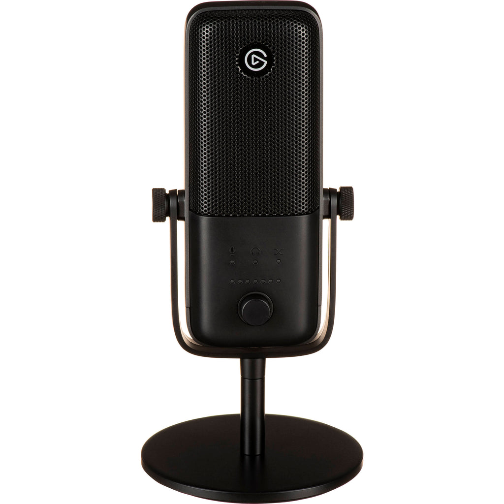 Elgato Wave:3 USB microphone with sleek black design and adjustable stand, ideal for streaming and recording audio.