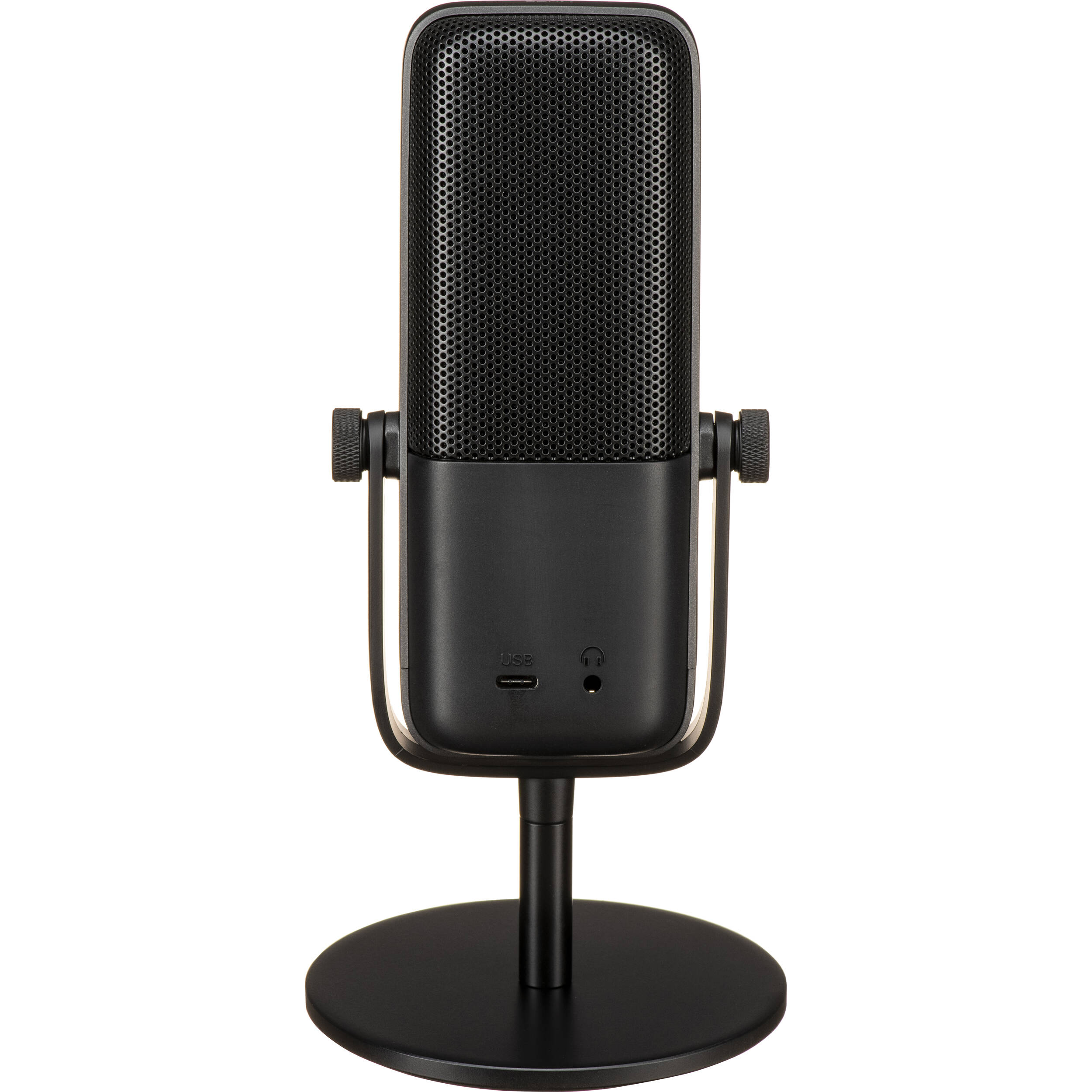 Elgato Wave:3 USB microphone with sleek black design and adjustable stand, suitable for streaming and recording setups.