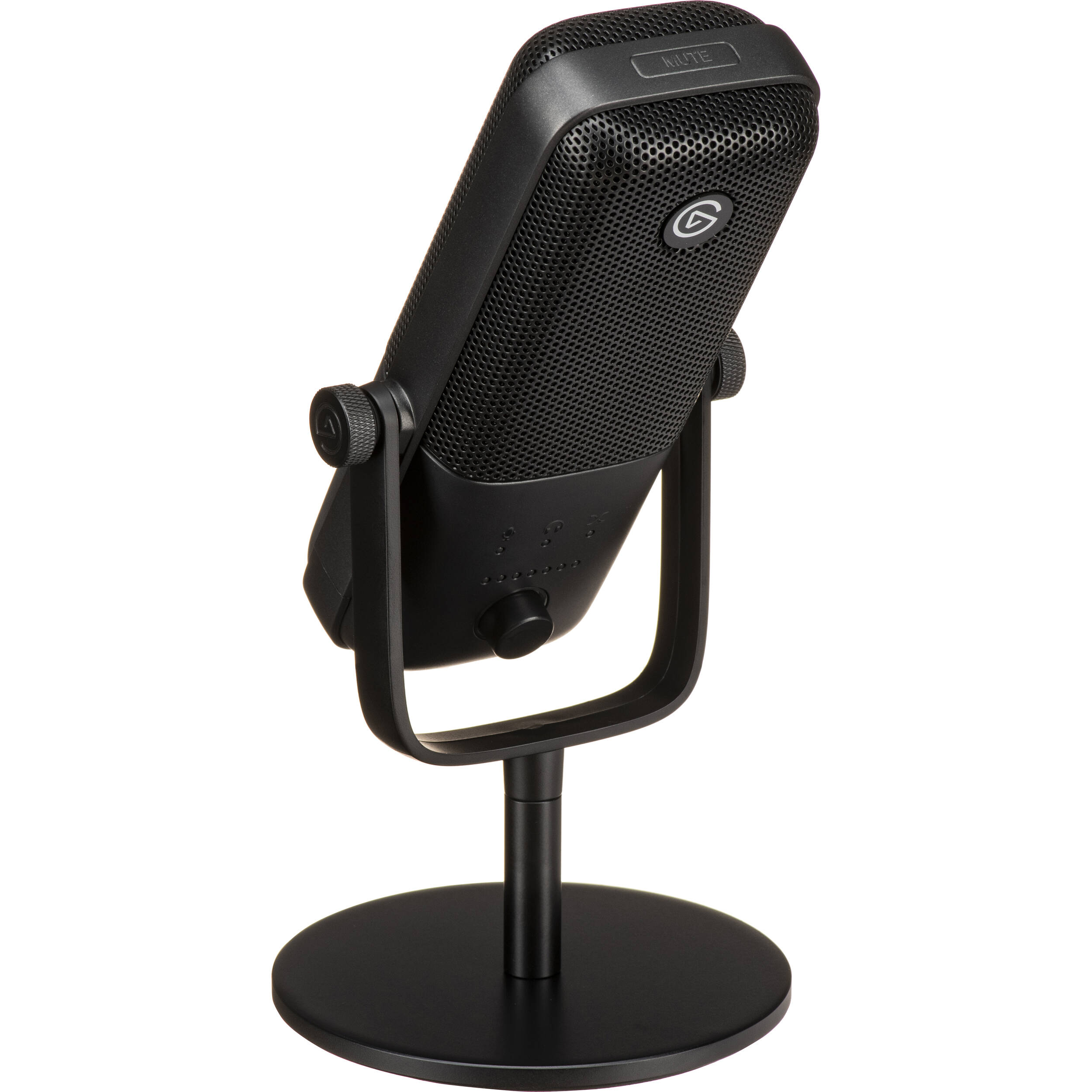 Elgato Wave:3 USB microphone with sleek black design, adjustable volume knob, and built-in gain control for high-quality audio recording.