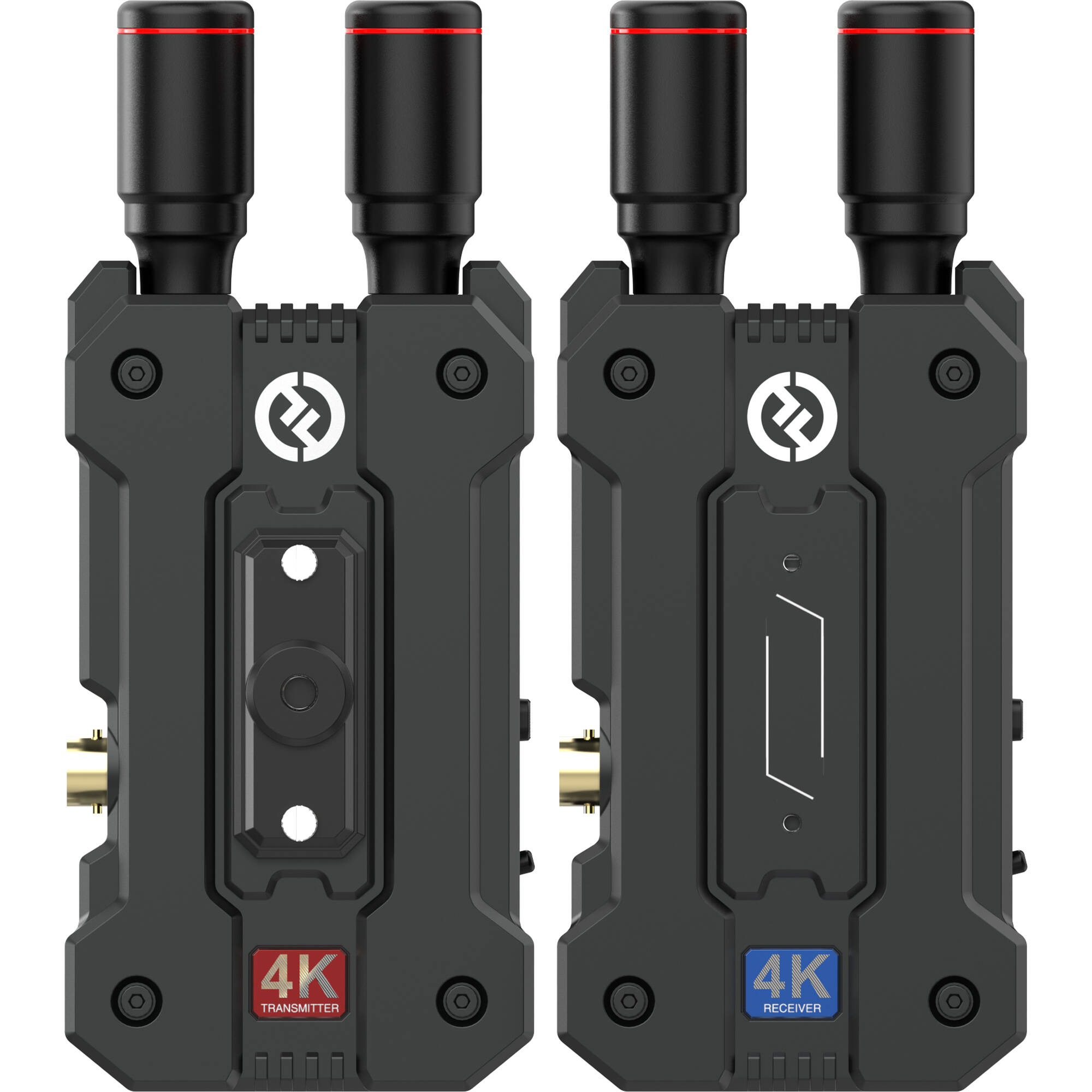 Hollyland Mars 4K wireless video transmission system accessory showing compact device with ports and antennas.