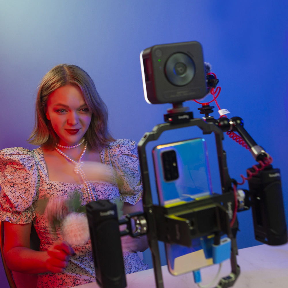 SmallRig Vibe P108 RGB video light with adjustable color and brightness, compact design for professional filmmaking and photography.