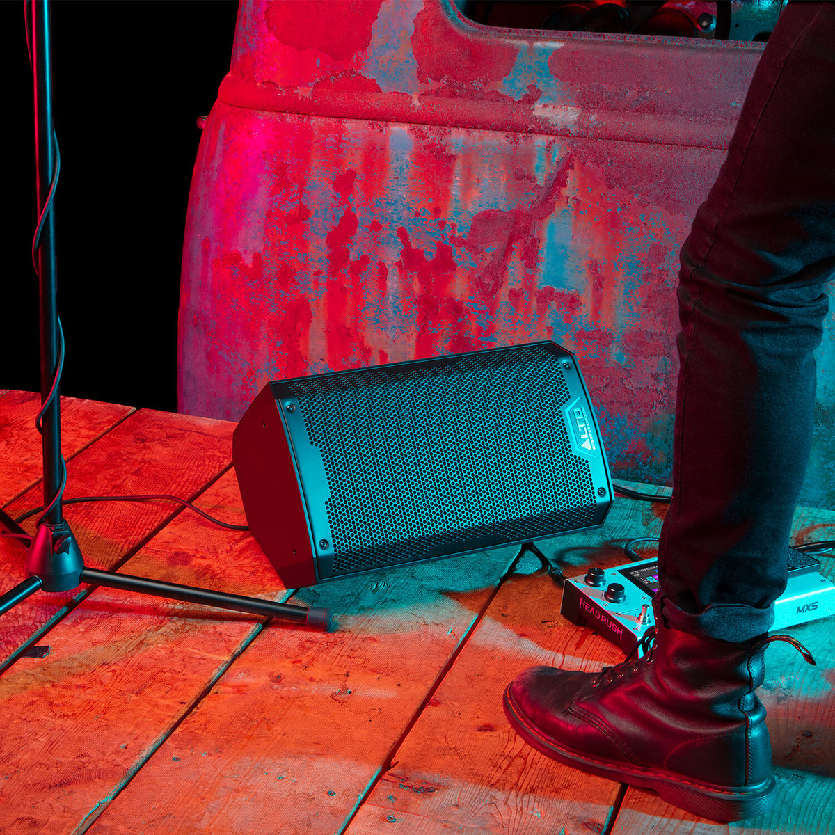 Alto Professional TS408 PA speaker with black enclosure, front grille, and control panel, designed for live sound applications.