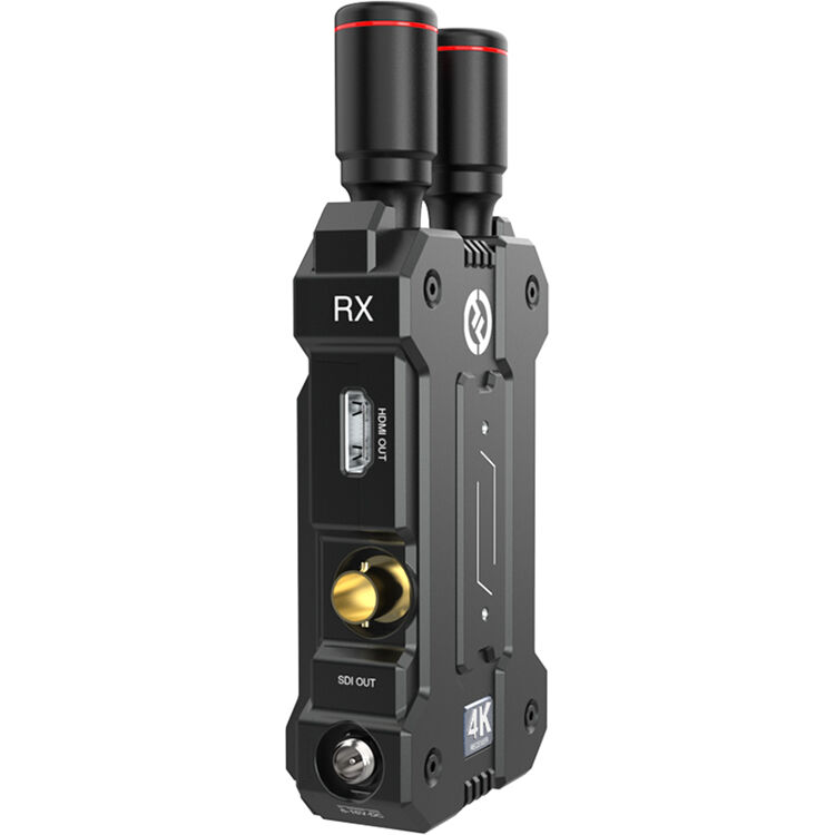 Hollyland Mars 4K wireless video receiver connected to camera, showcasing compact design and professional video transmission equipment.