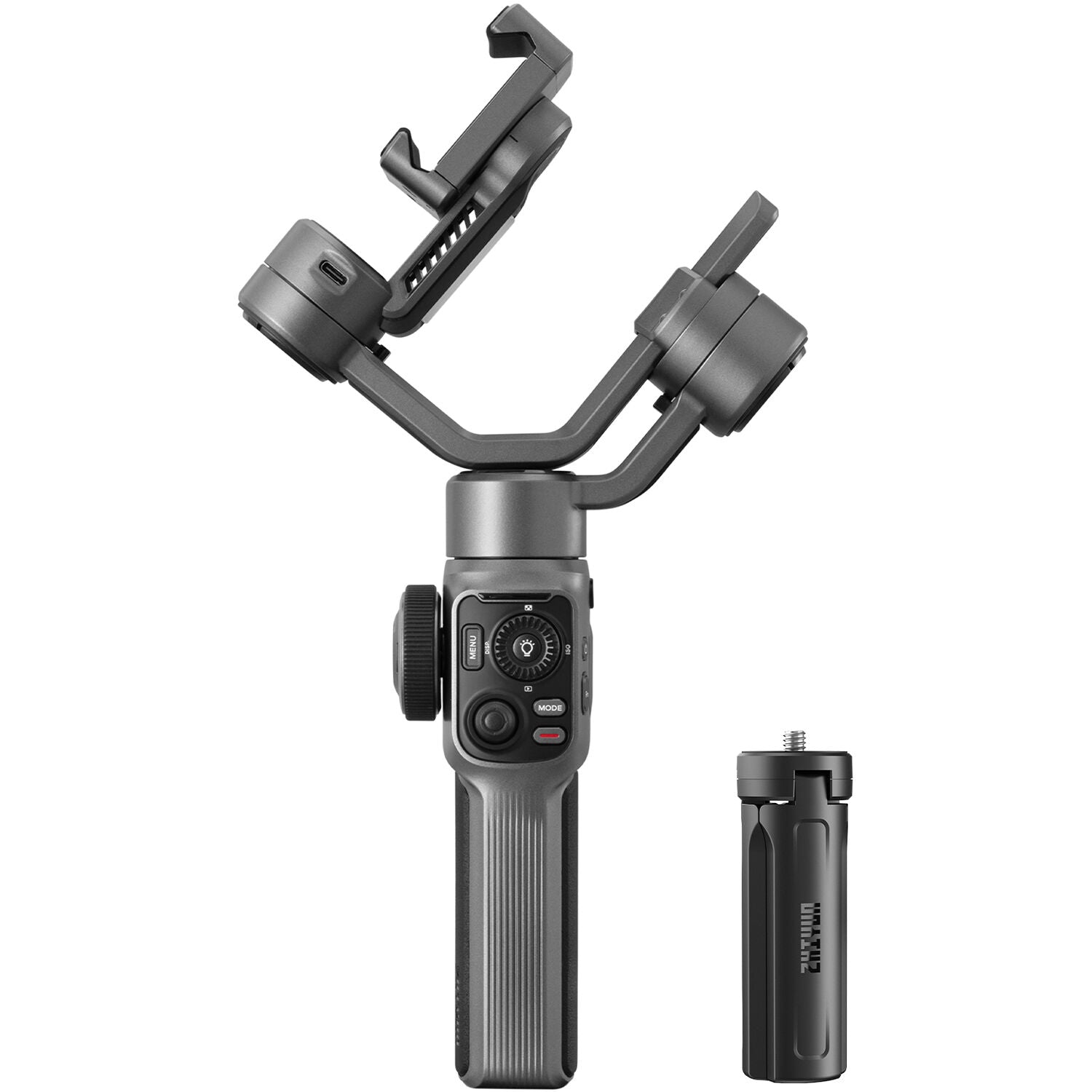 Zhiyun Smooth 5S handheld gimbal stabilizer for smartphones, featuring ergonomic design and advanced stabilization technology.