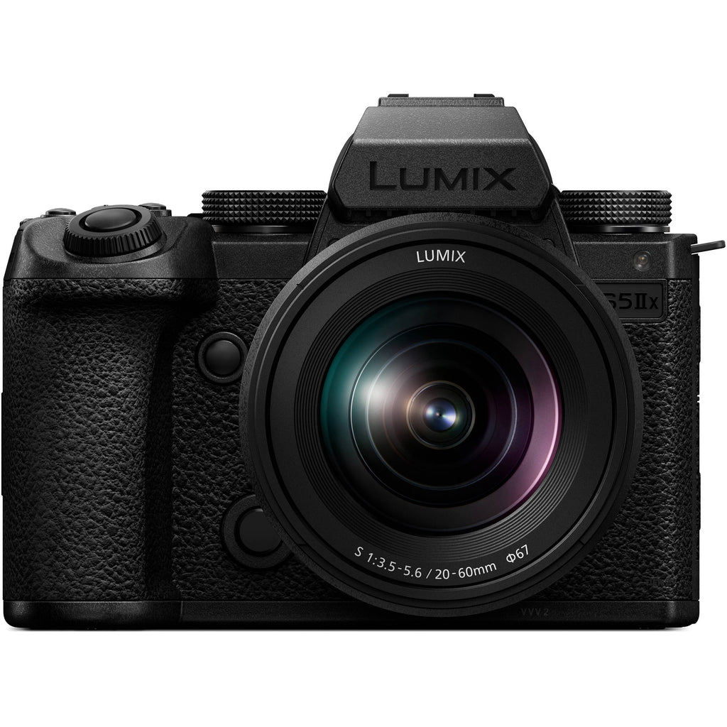Panasonic Lumix S5M2X video camera with 20-60mm lens kit, compact design, and professional features for high-quality filmmaking.