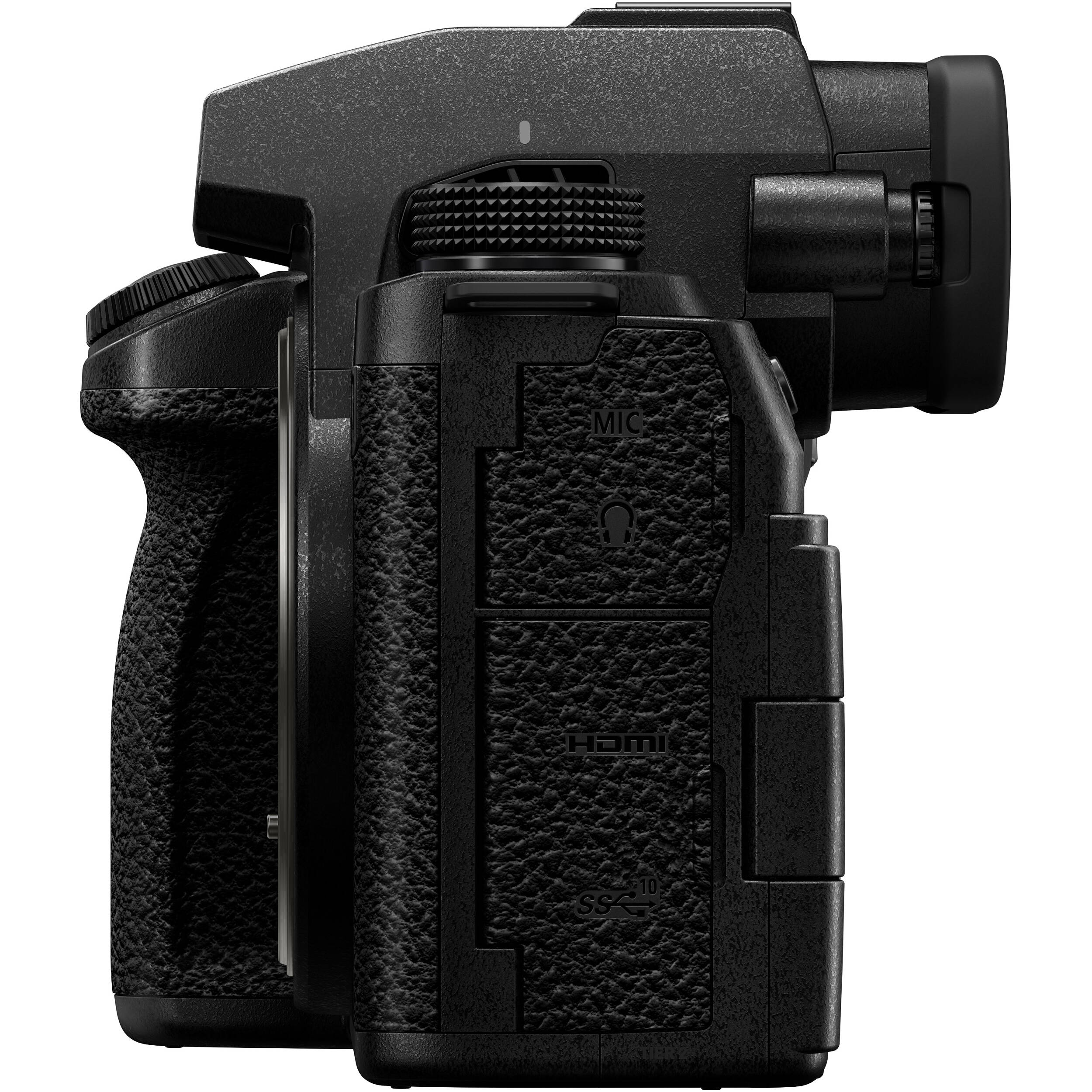 Panasonic Lumix S5M2X video camera with 20-60mm lens kit, compact design, and professional features for high-quality video recording.