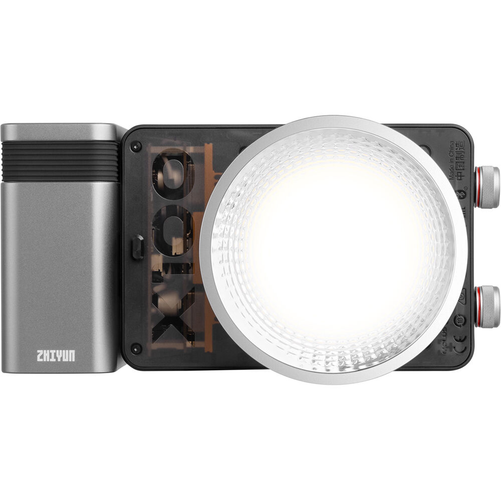 Zhiyun Molus X100 Pro bi-color LED light panel showing adjustable brightness and color temperature controls.