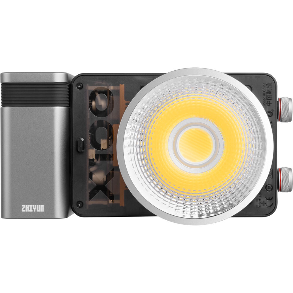Zhiyun Molus X100 Pro bi-color LED light panel with adjustable brightness and color temperature, mounted on a stand.