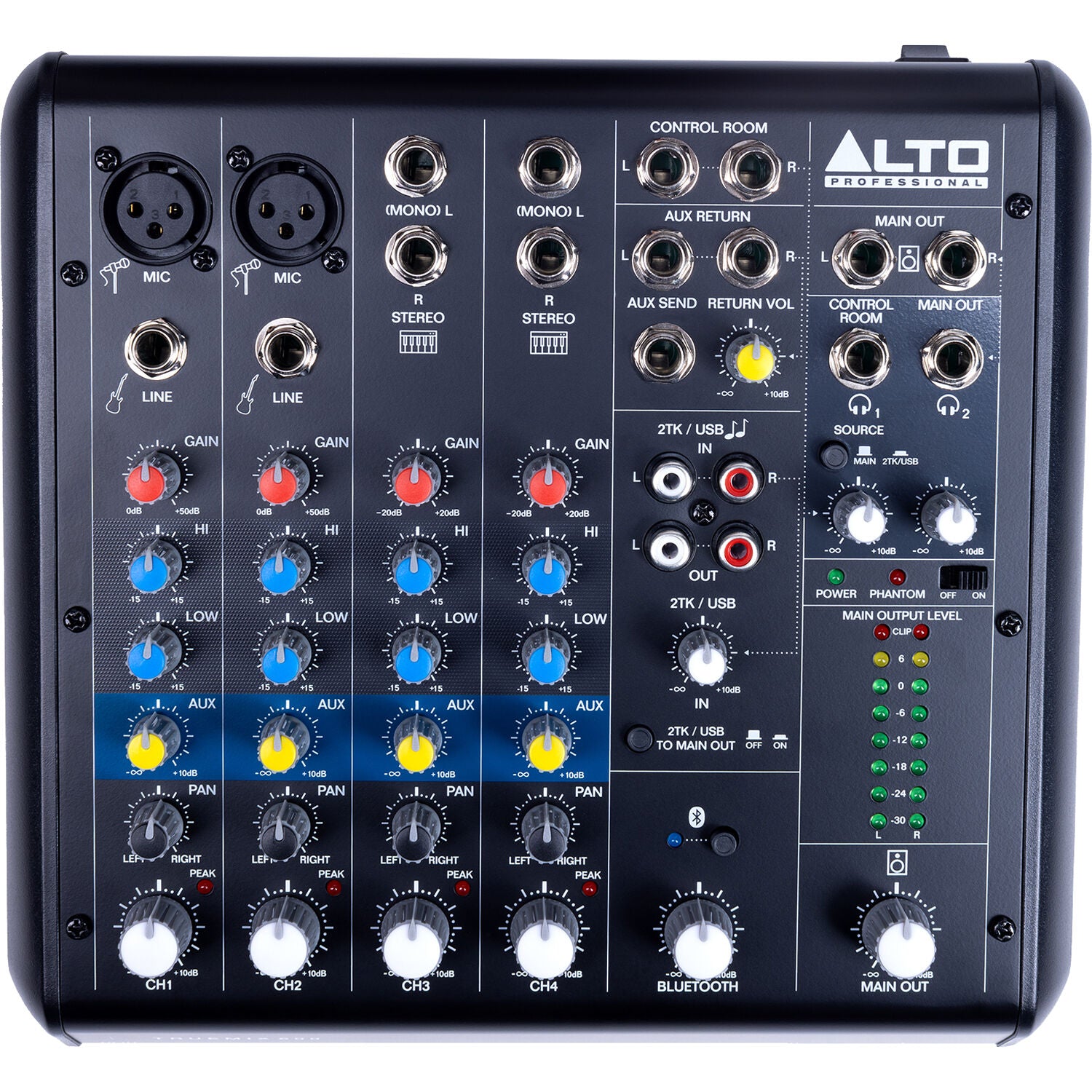 Alto Professional TrueMix 600 analog mixer with multiple input channels and control knobs for audio blending.