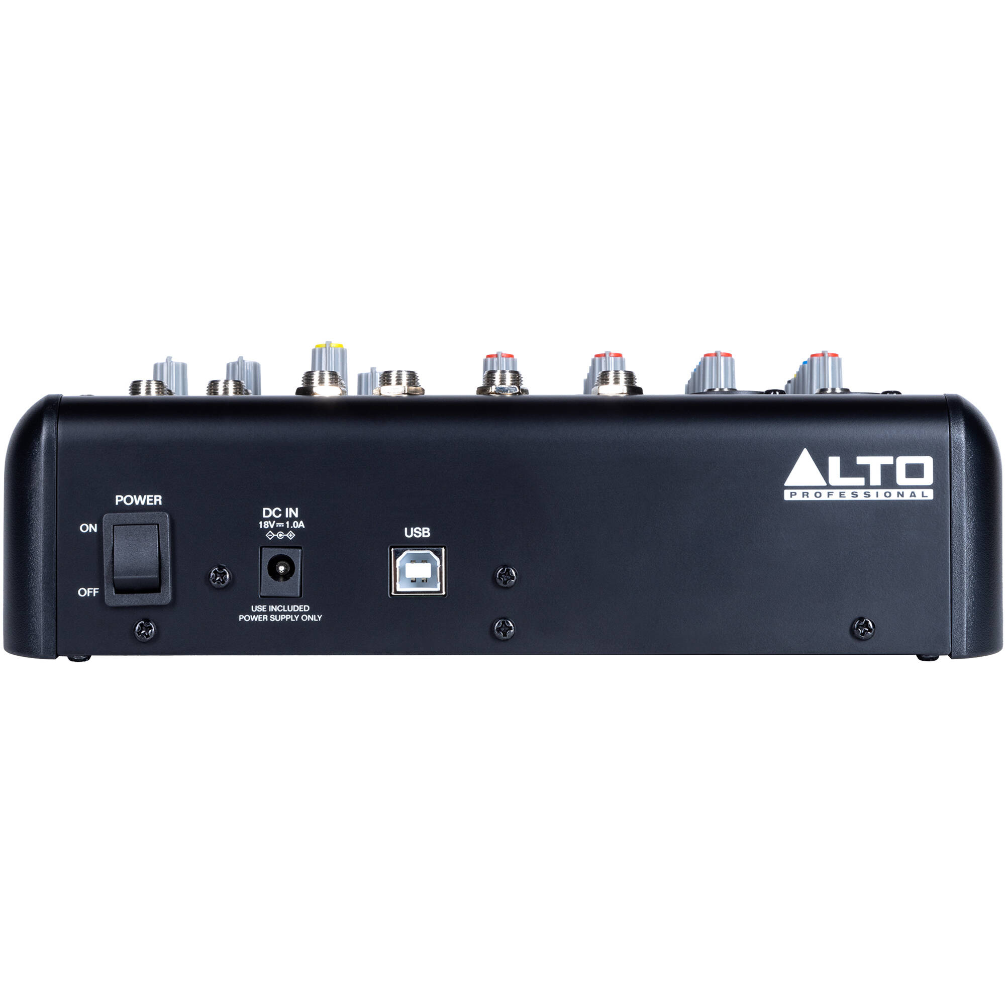 Alto Professional TrueMix 600 analog mixer with multiple input channels and control knobs on a sleek black surface.