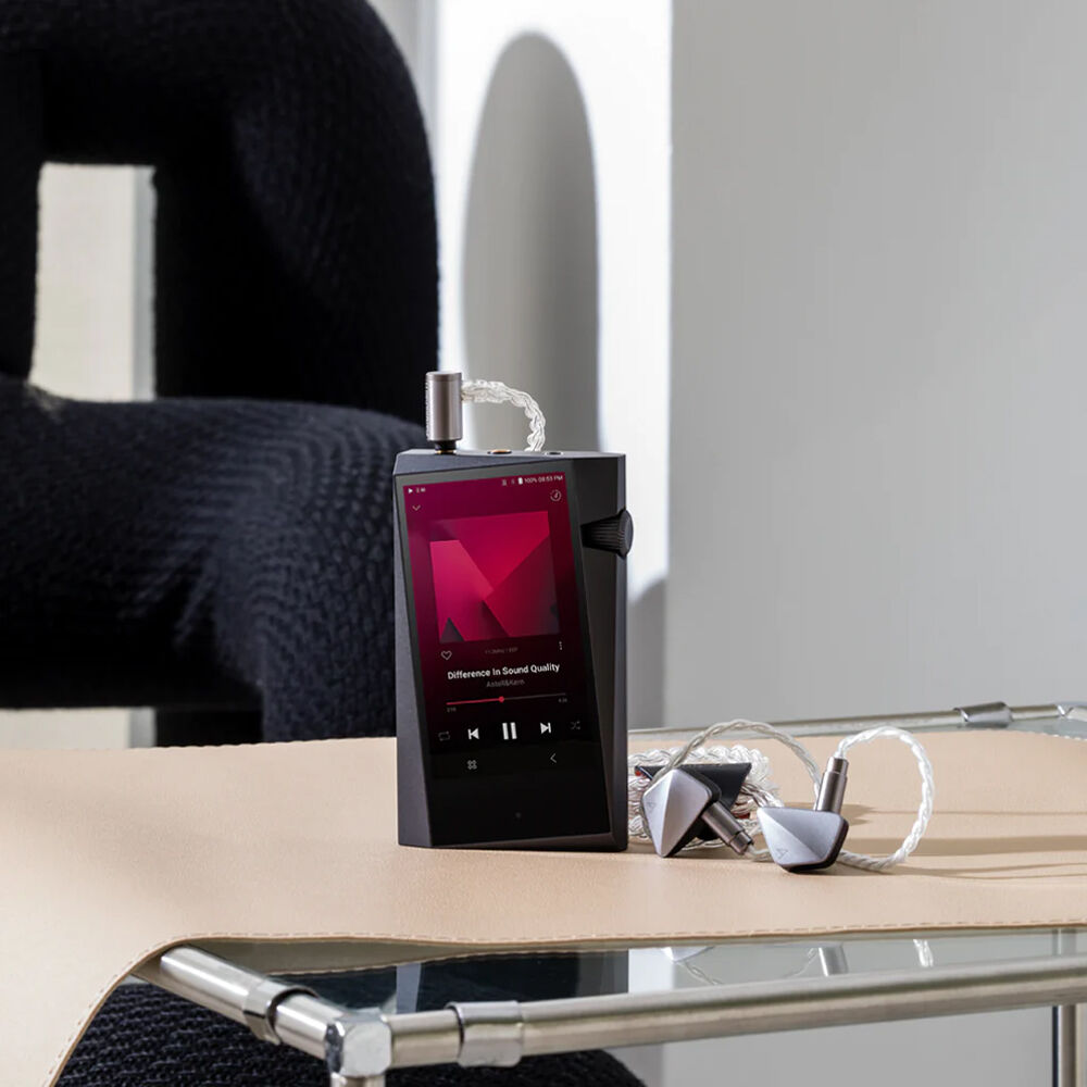 Astell&Kern A&norma SR35 portable music player with sleek black design and touchscreen display.