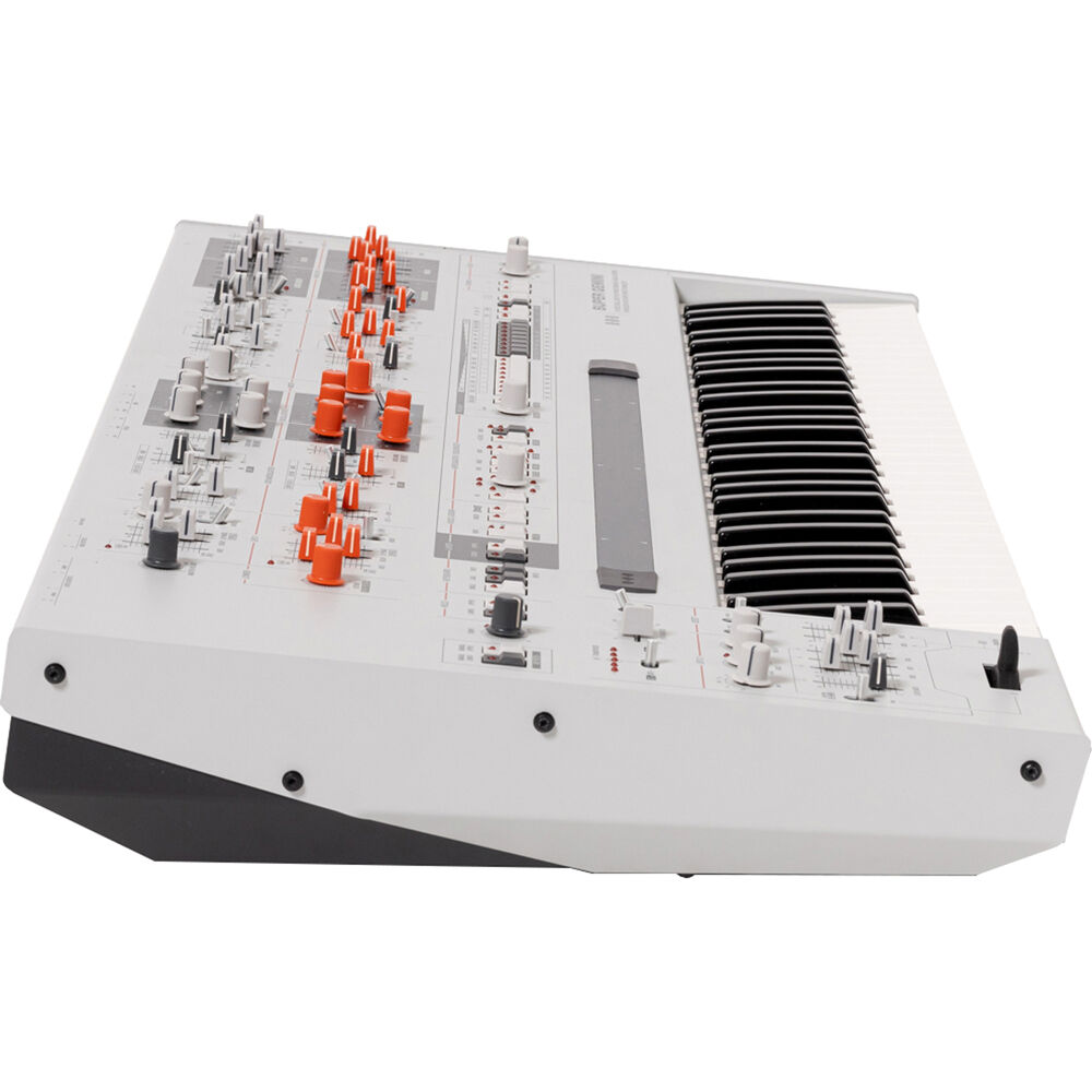 UDO Audio Super Gemini synthesizer with vintage-style controls and colorful interface, showcasing its dual oscillator design.