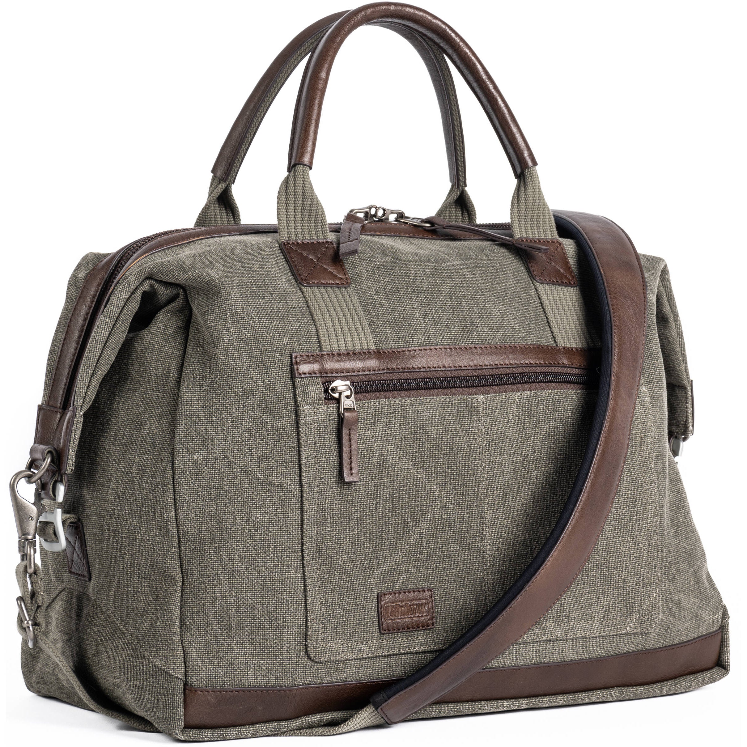 Think Tank Retrospective Weekender video equipment bag with multiple compartments and padded straps for travel storage.