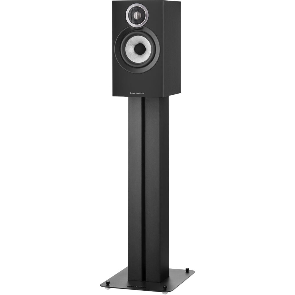 Bowers & Wilkins 607 S3 passive bookshelf speakers showing sleek black cabinets and detailed speaker drivers.
