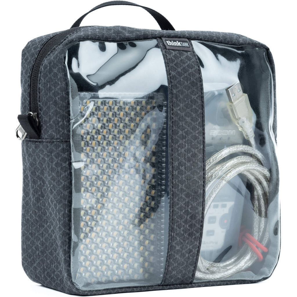 Think Tank Cable Management V3.0 video equipment bag with multiple compartments and adjustable straps for organized gear storage.