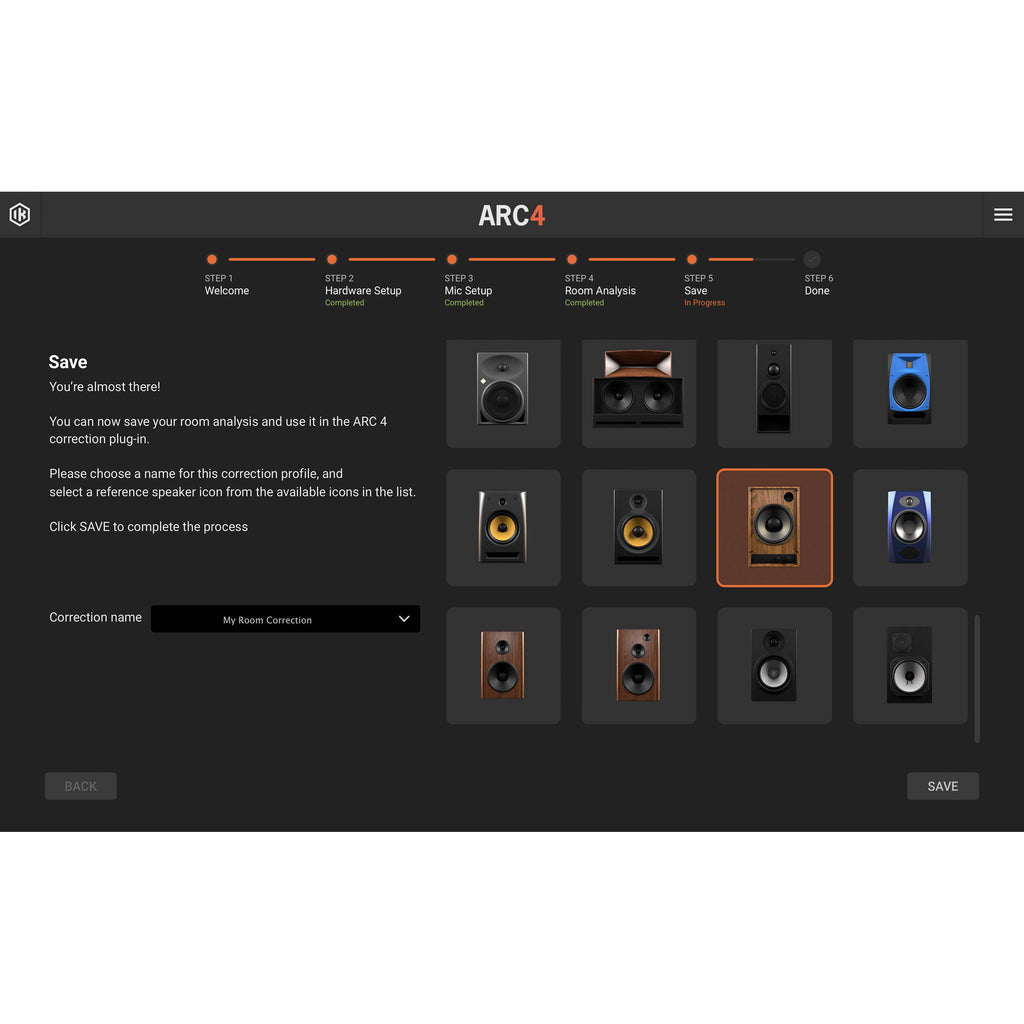 IK Multimedia ARC Studio room calibration device connected to audio equipment for accurate sound optimization.