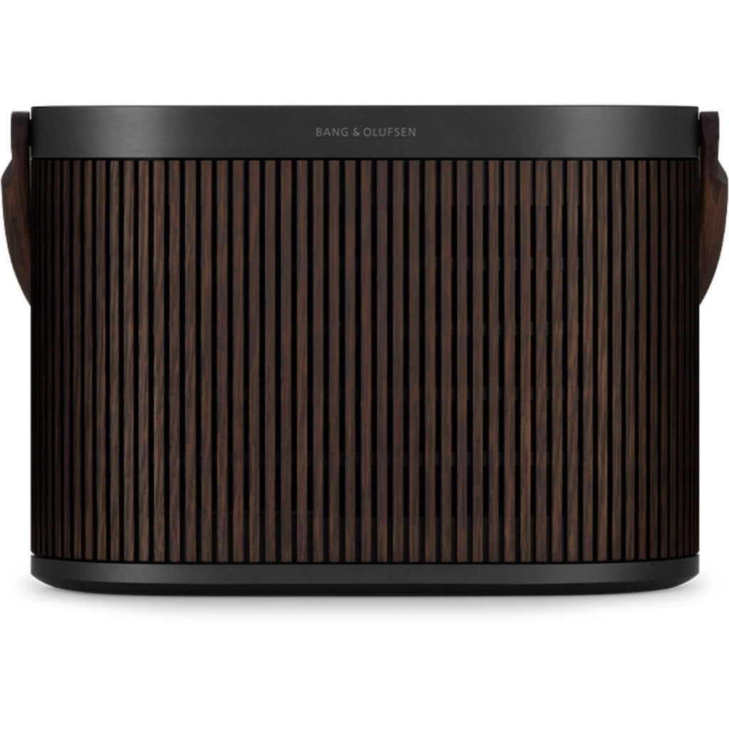 Bang & Olufsen Beosound A5 portable speaker with sleek design and fabric cover, showcasing its modern, high-quality audio device.