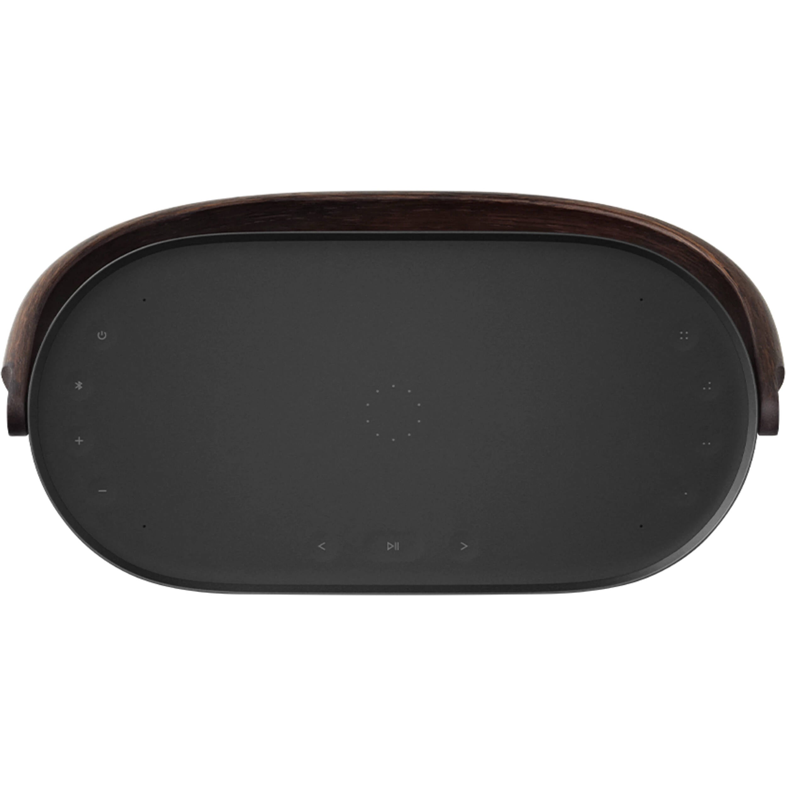 Bang & Olufsen Beosound A5 portable speaker with sleek design and fabric covering, shown in a modern setting.