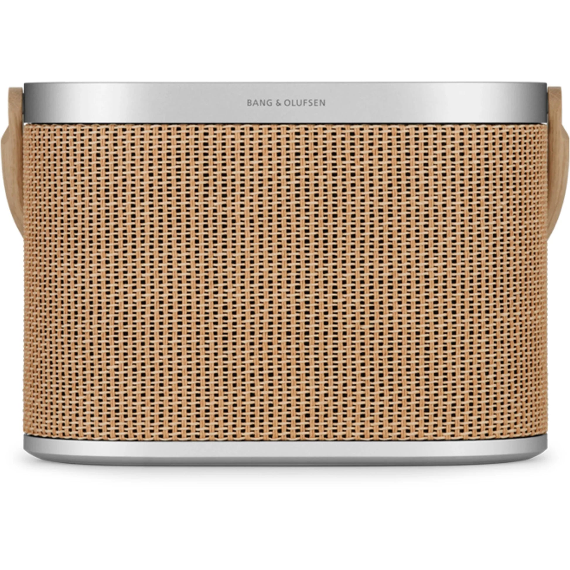 Bang & Olufsen Beosound A5 portable speaker with sleek design, fabric grille, and control buttons on top.