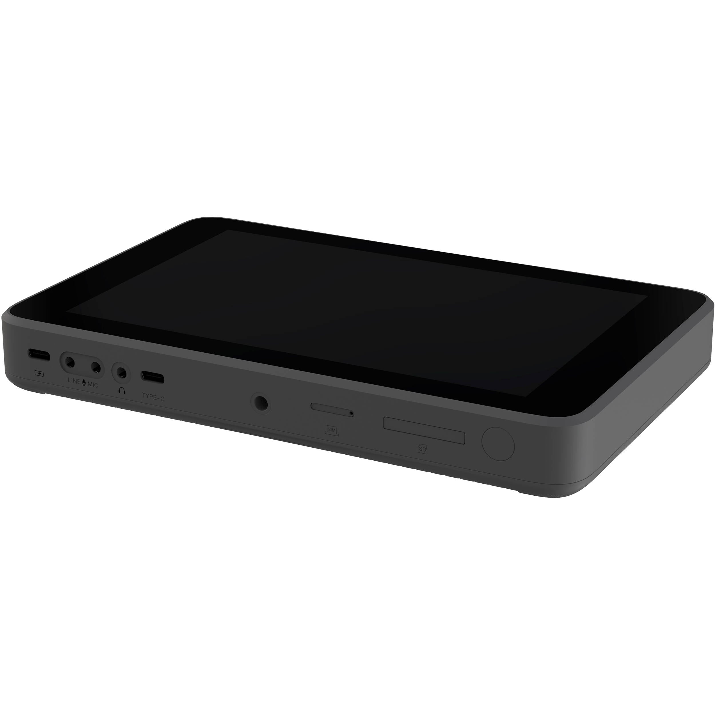 YoloLiv YoloBox Ultra video monitor showing a touchscreen display with live streaming controls and interface.
