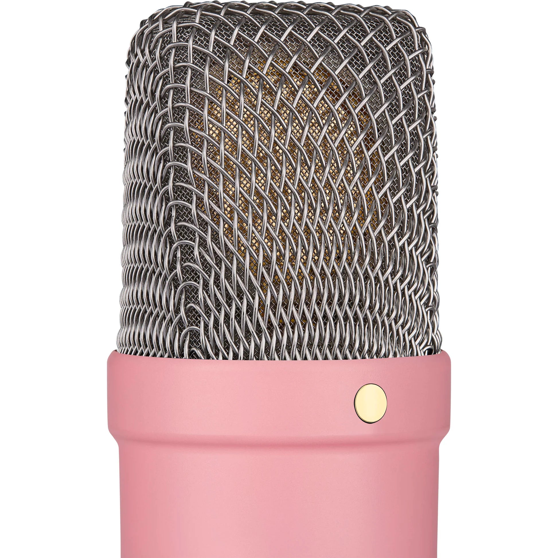 Rode NT1 Signature Series condenser microphone with metal body and shock mount for studio recording and professional audio.