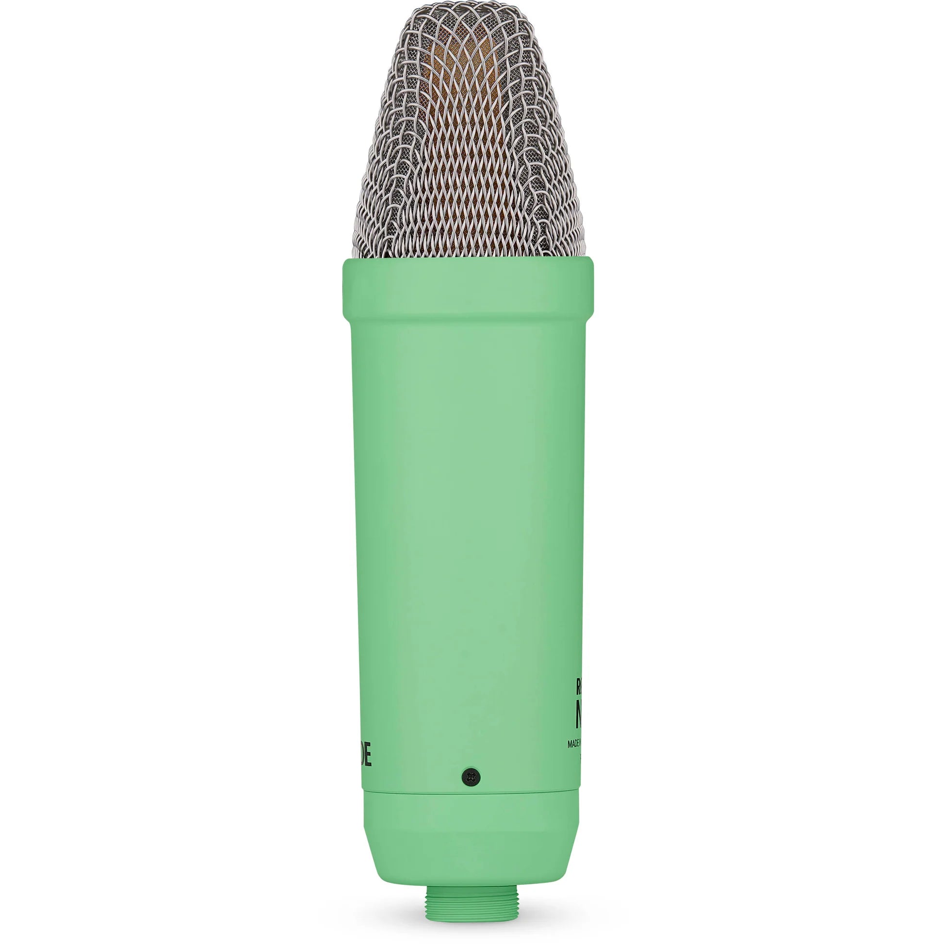 Rode NT1 Signature Series condenser microphone with black body and built-in shock mount, ideal for studio recording.