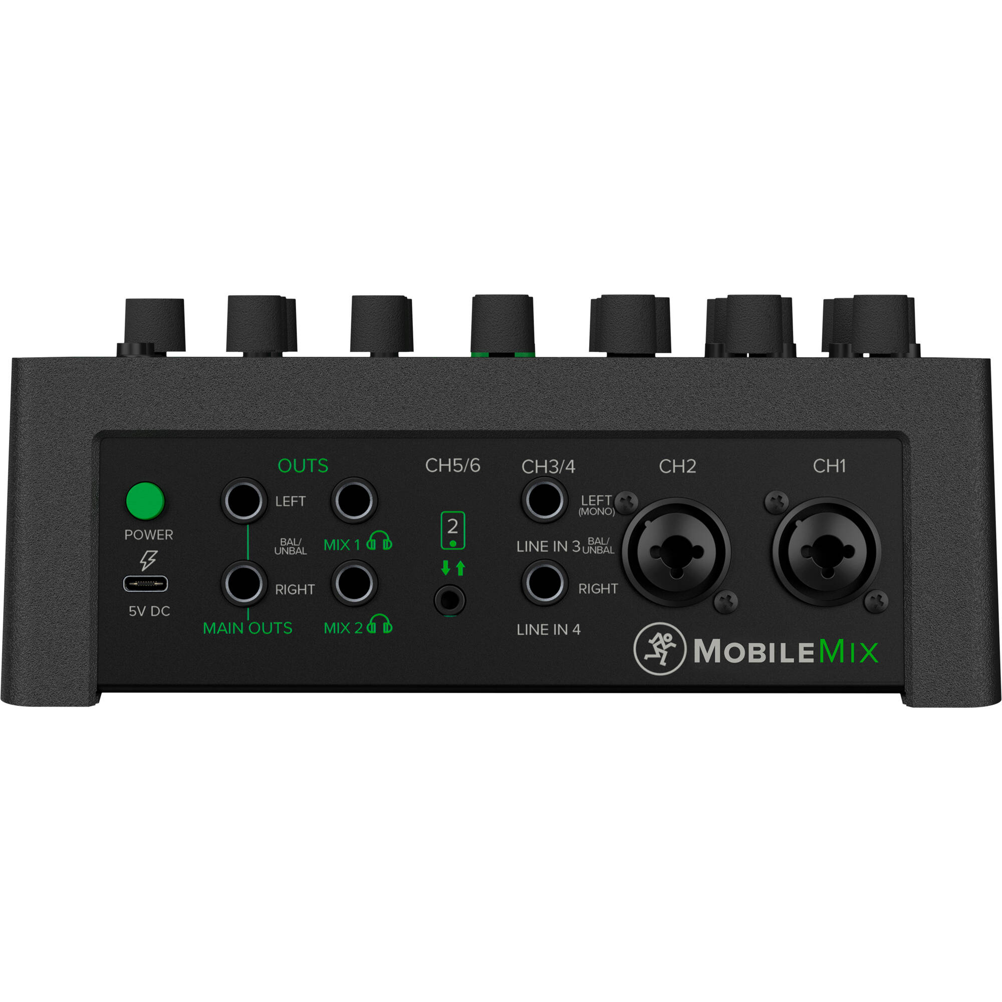 Mackie MobileMix video streaming mixer with multiple input controls and digital interface for professional audio and streaming setup.