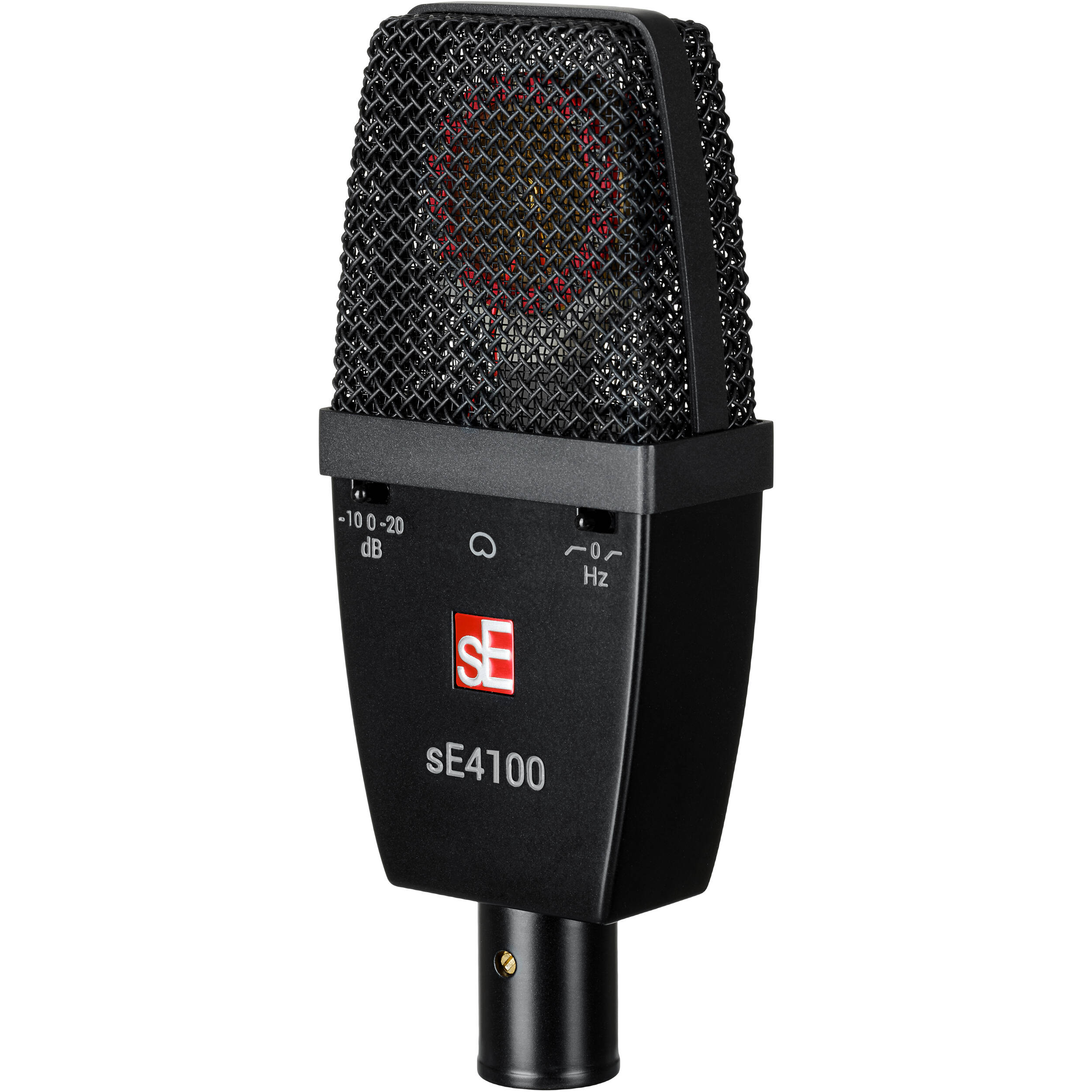 sE Electronics sE4100 condenser microphone with black body and grille, professional audio recording equipment.