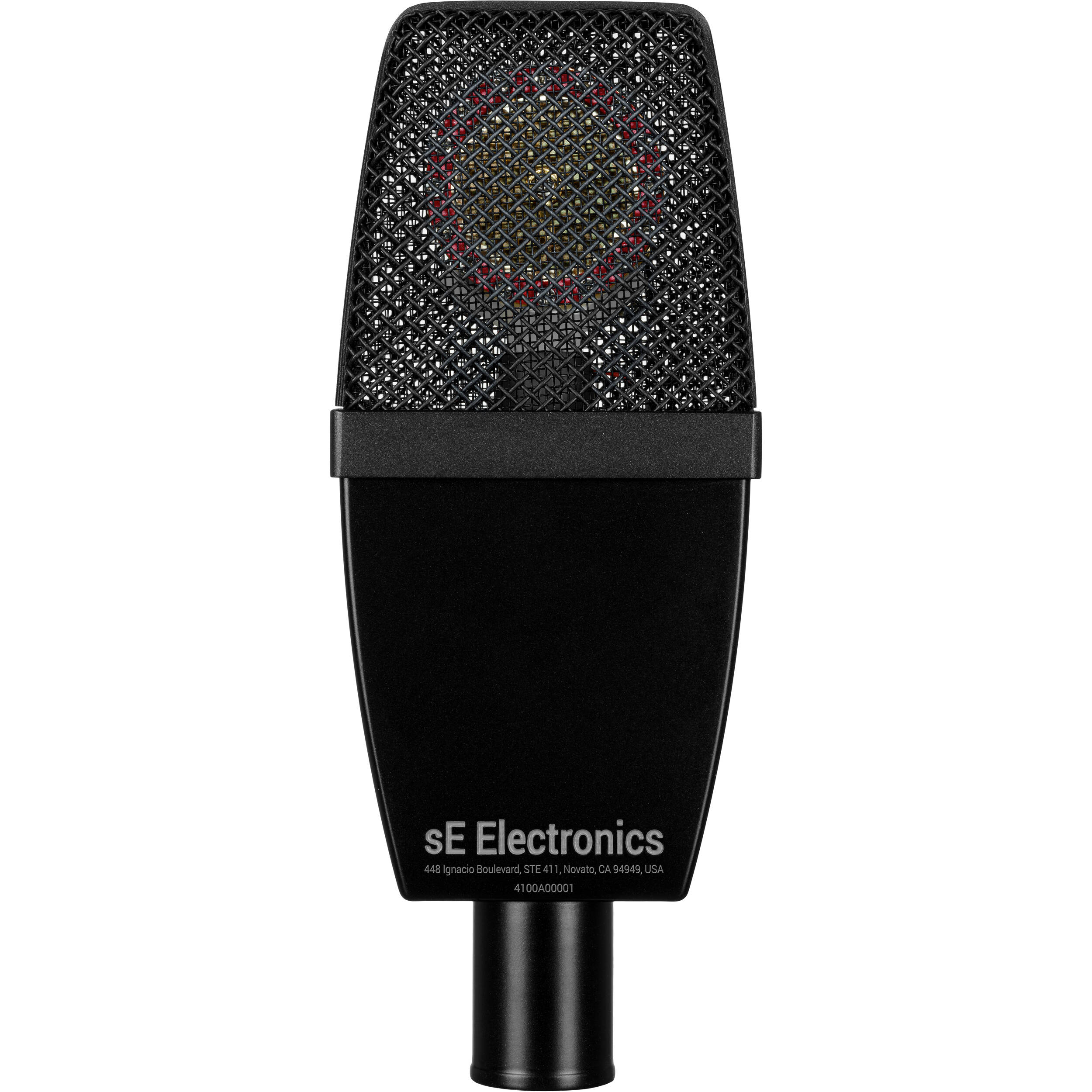 sE Electronics sE4100 condenser microphone with dual capsules and professional audio quality, shown on a stand.